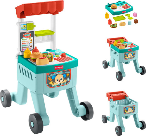 Fisher-Price Baby Push Toy 4-in-1 Snack Cart Walker Learning Activity