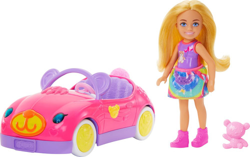 Barbie Chelsea Toy Car Set with Bear-Themed Convertible & Teddy Bear