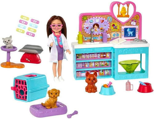 Barbie Chelsea Doll and Accessories, Pet Vet Playset with Doll