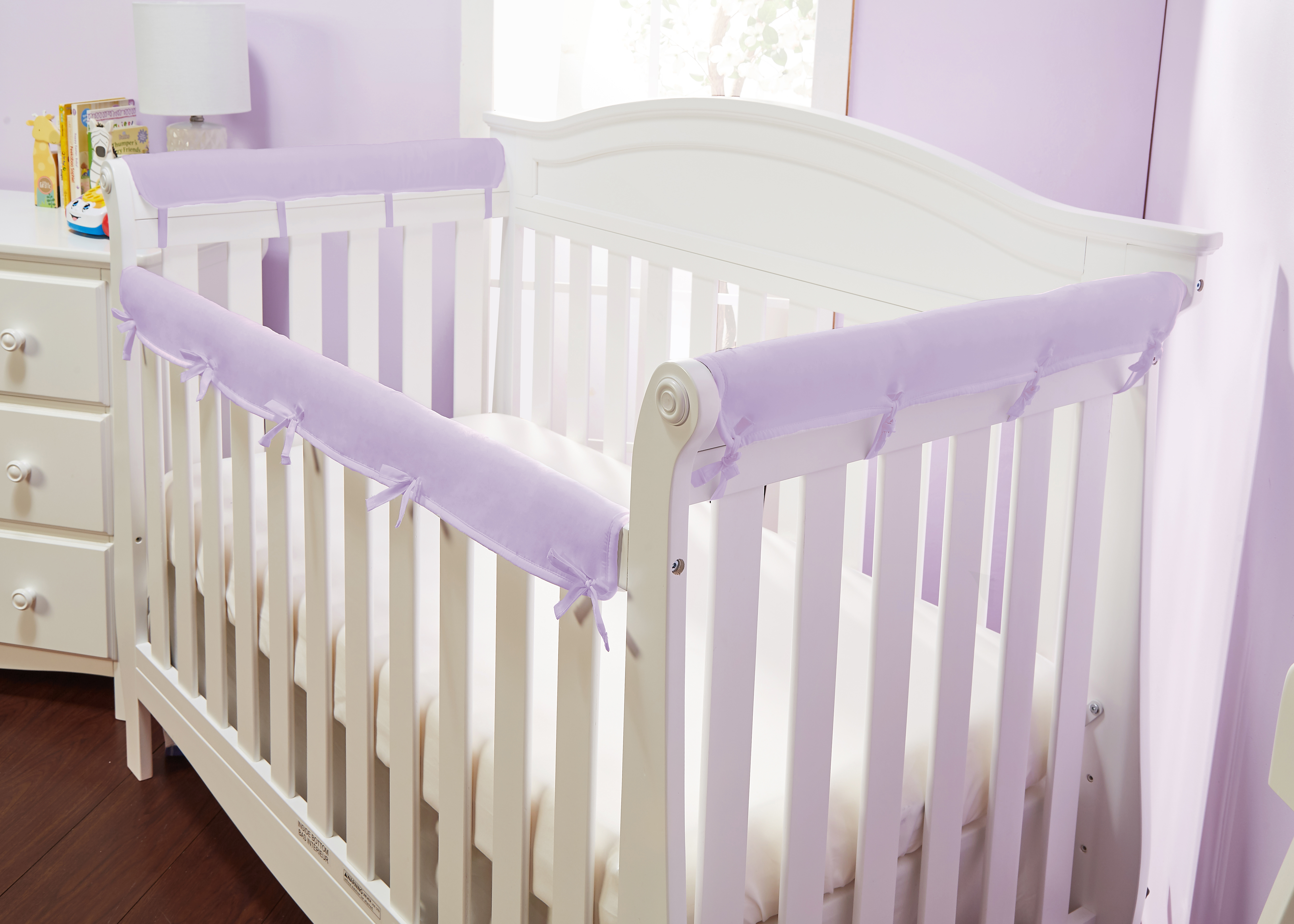 Everyday Kids 3 Piece Padded Baby Crib Rail Cover Set Purple