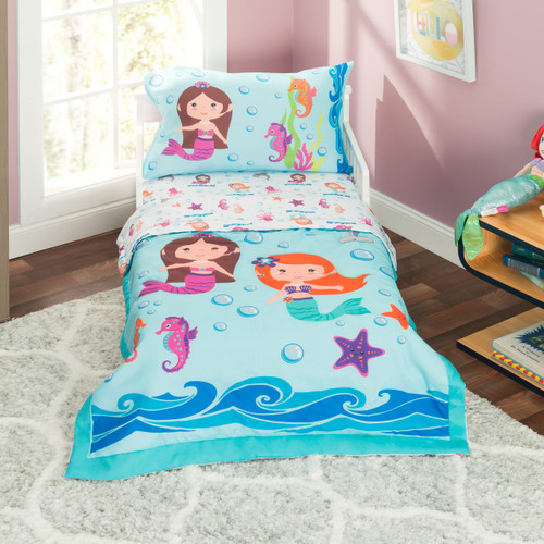 Mermaid Sea Princess Girl Bedding Twin Comforter Set Blue Green –