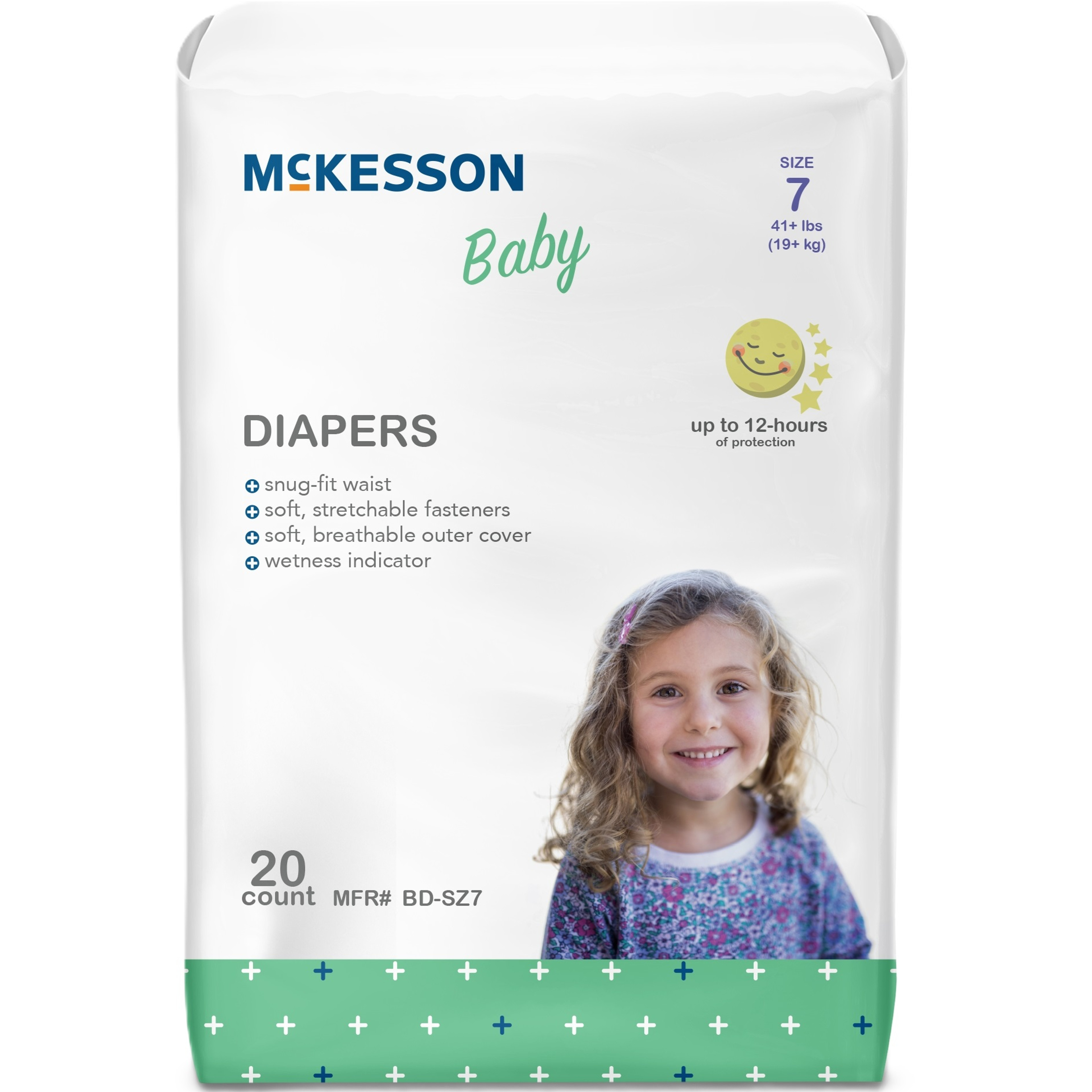 McKesson Unisex Disposable Baby Diapers with Tabs, Size 7