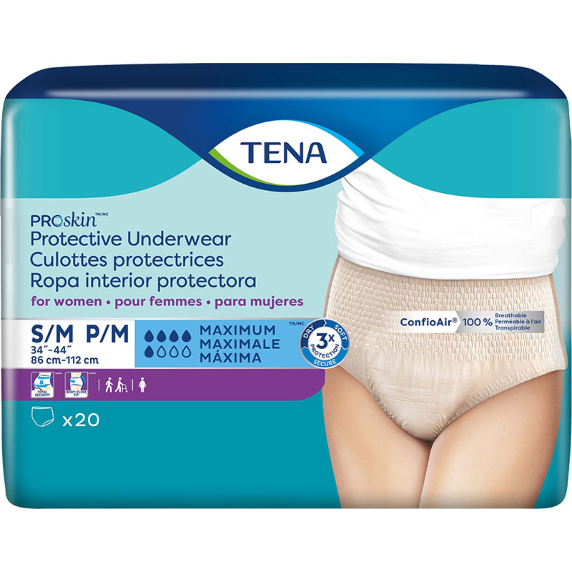 TENA ProSkin Protective Incontinence Pull-Up Underwear for Women, Maximum Absorbency