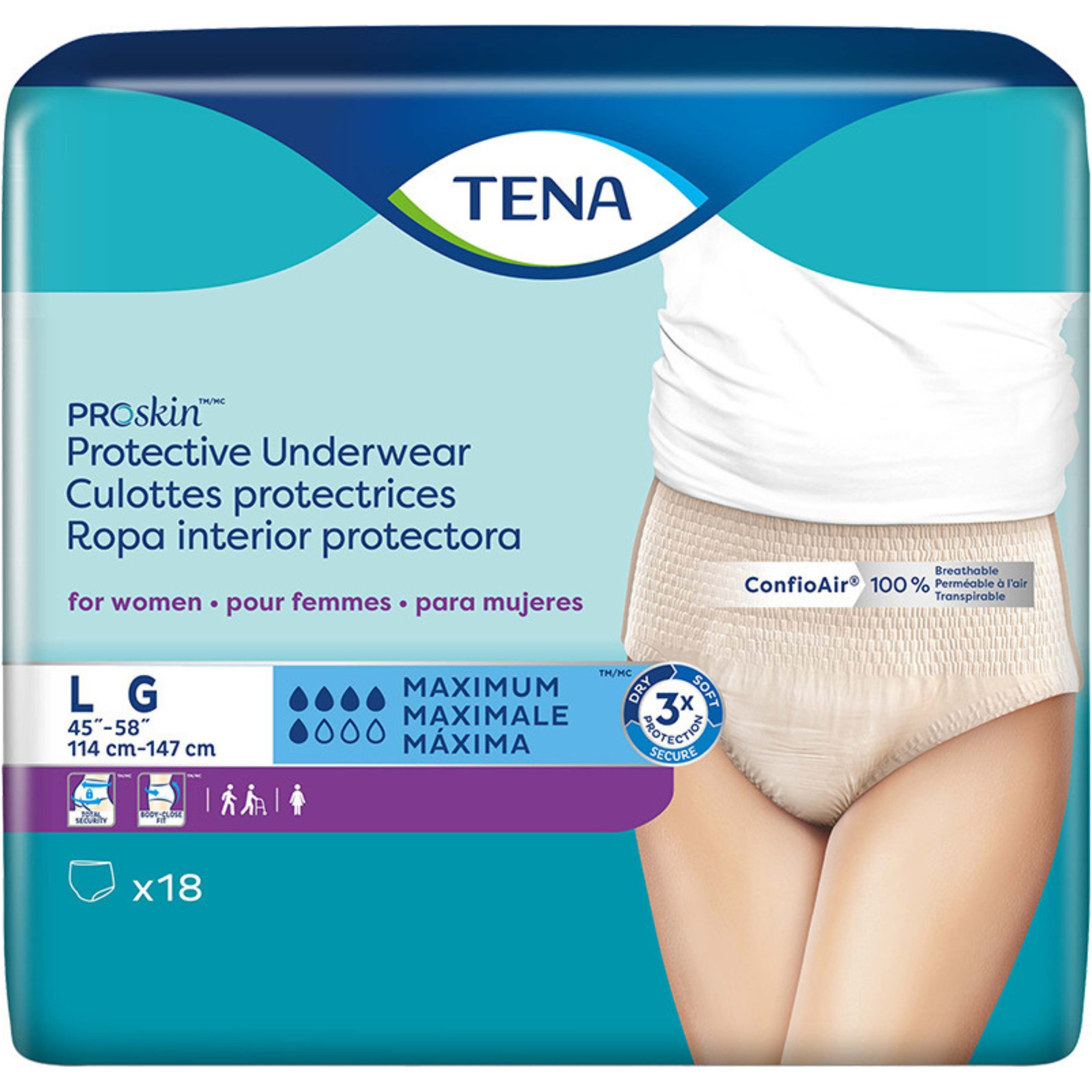 TENA ProSkin Protective Incontinence Pull-Up Underwear for Women, Maximum Absorbency