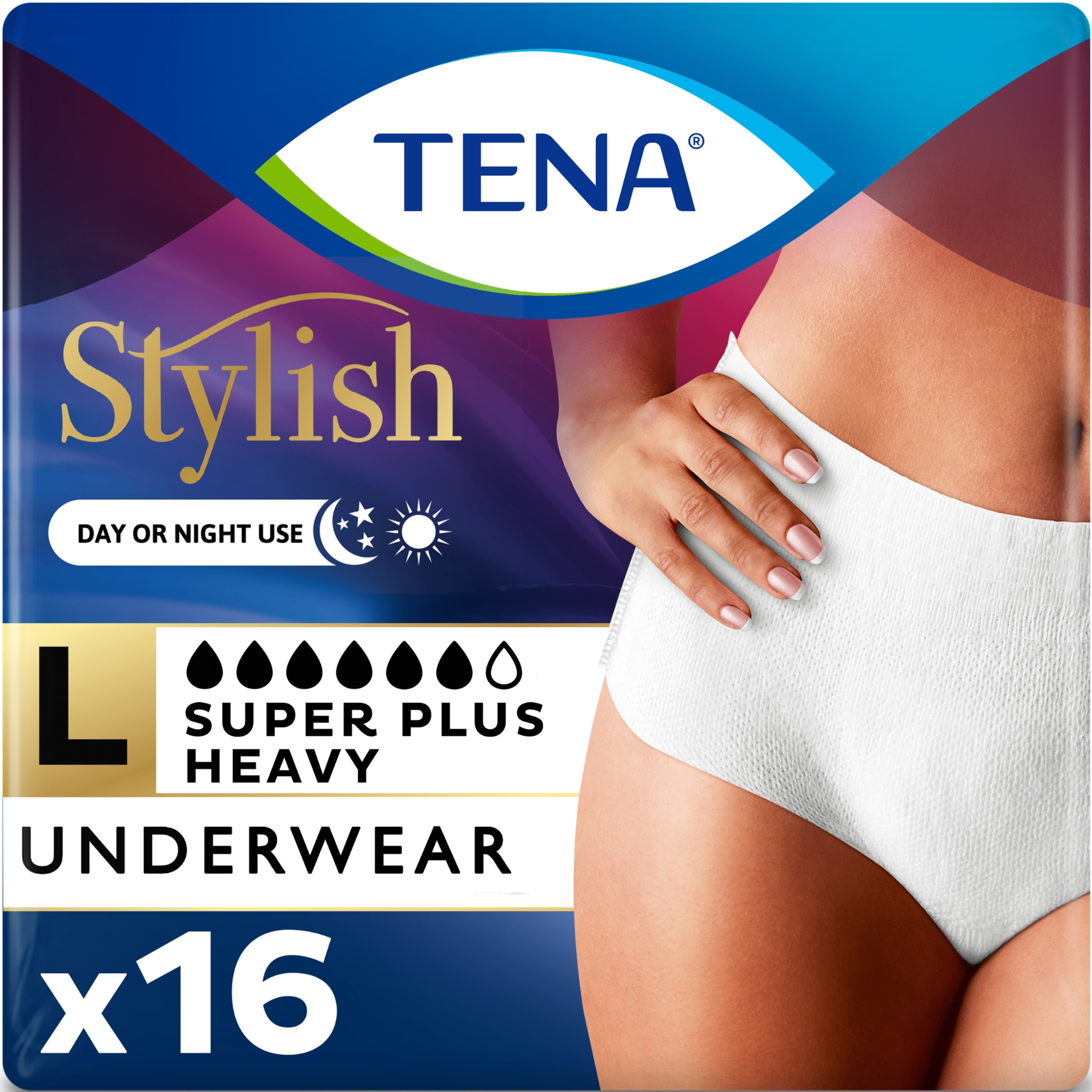 TENA Stylish Super Plus Incontinence Underwear for Women, Heavy Absorbency