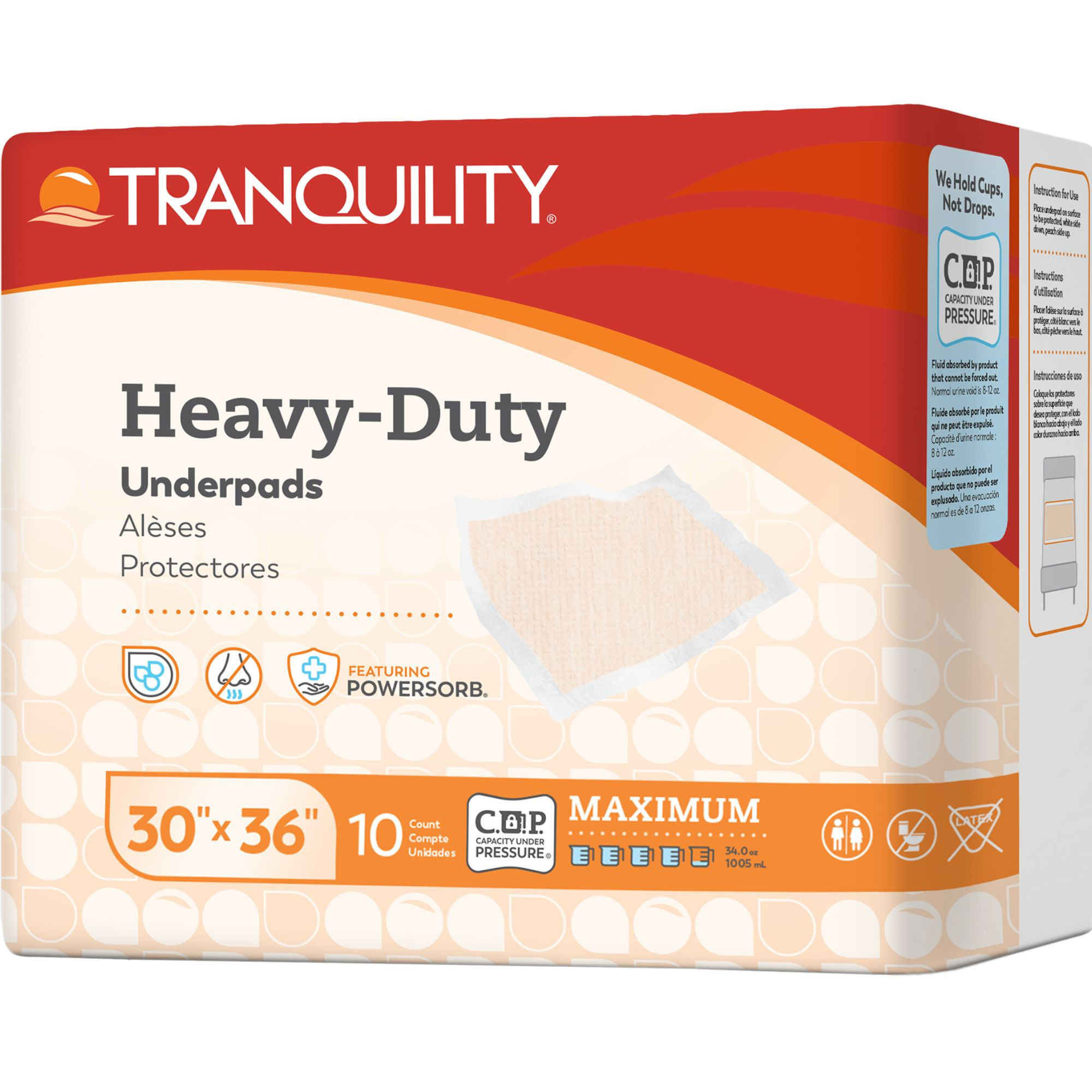 Tranquility Heavy-Duty Disposable Incontinence Underpads, Maximum Absorbency