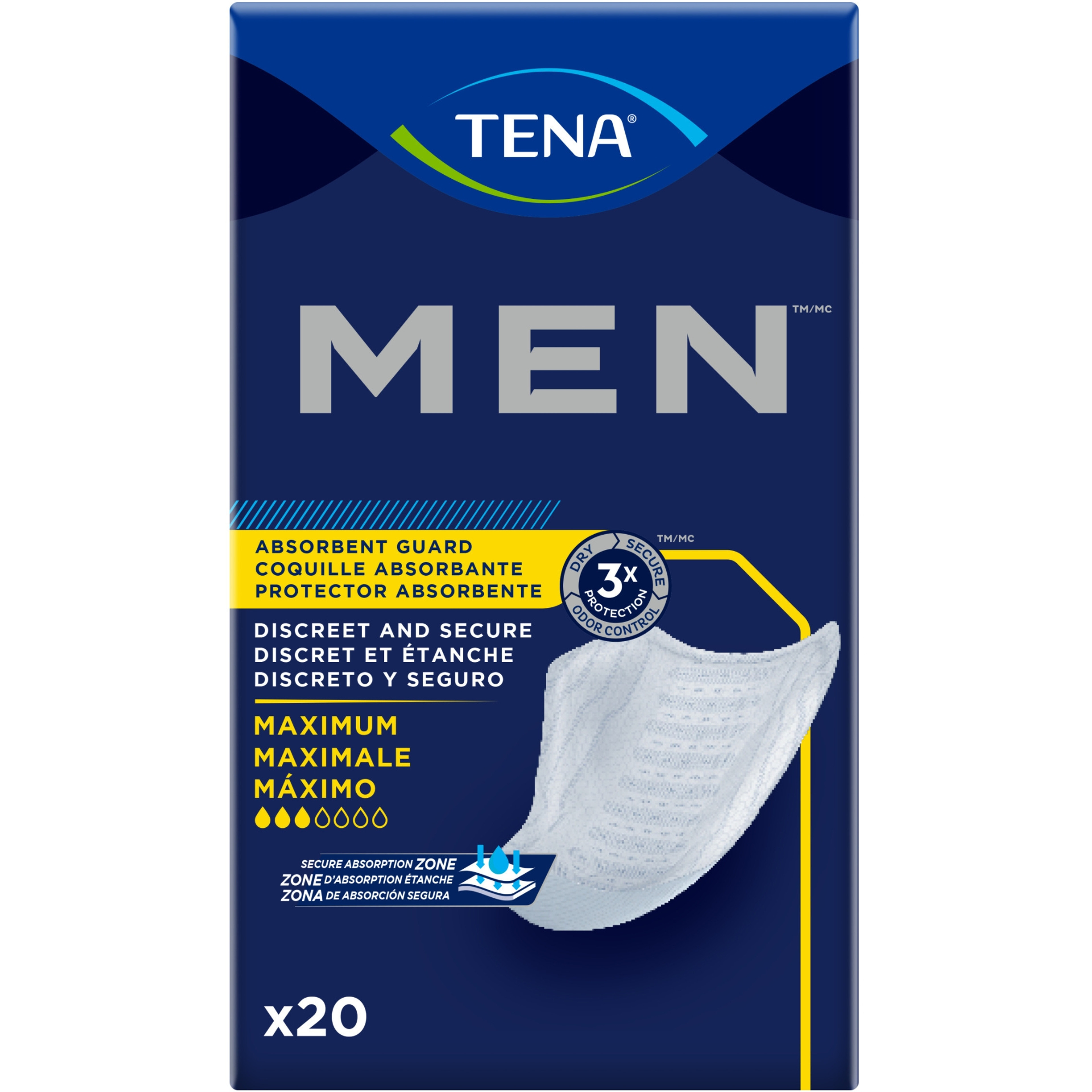 TENA Men Maximum Guard Incontinence Pad, Maximum Absorbency