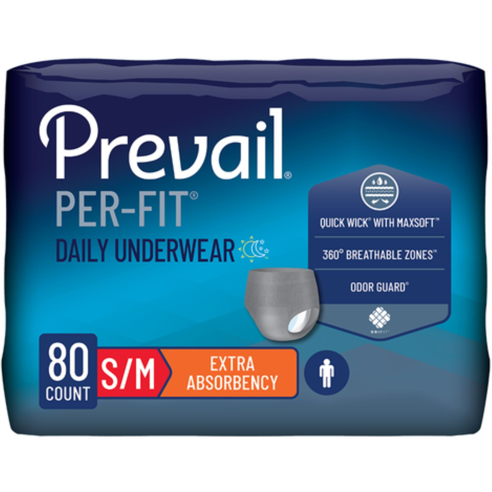 Prevail Per-Fit Incontinence Protective Pull-Up Underwear for Men, Extra Absorbency