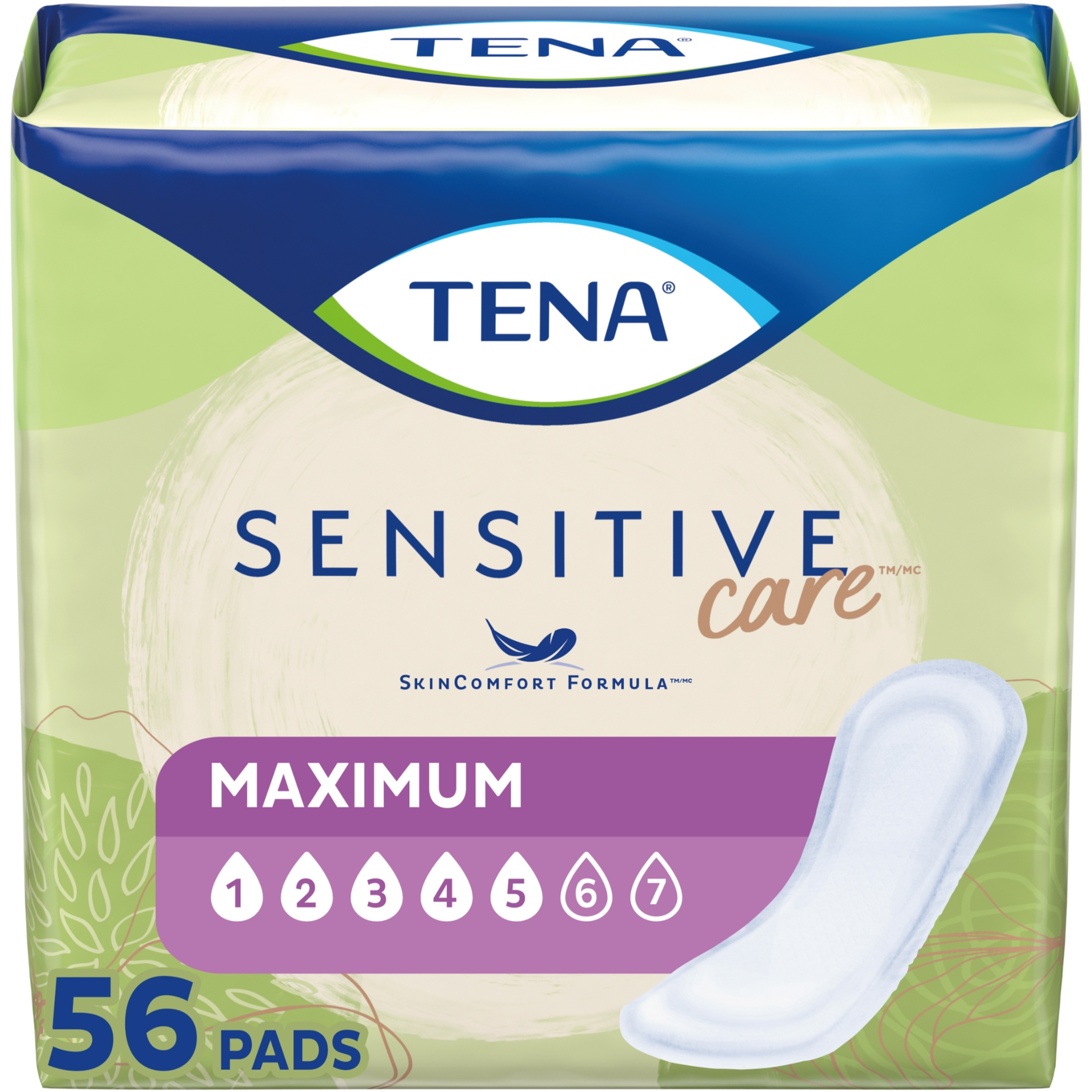 TENA Sensitive Care Incontinence Control Pad for Women, Maximum Absorbency