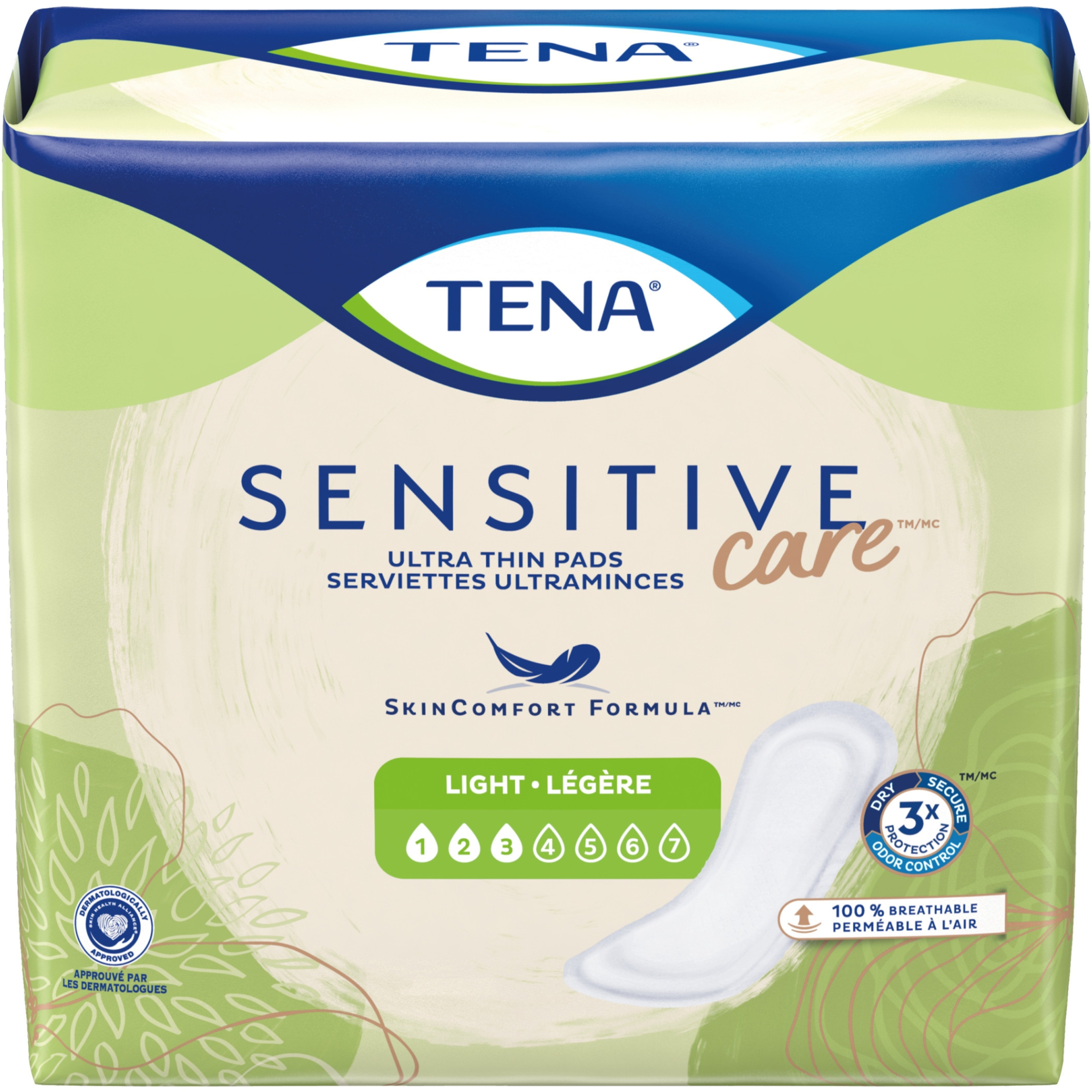 TENA Sensitive Care Ultra Thin Incontinence Control Pads for Women, Light Absorbency