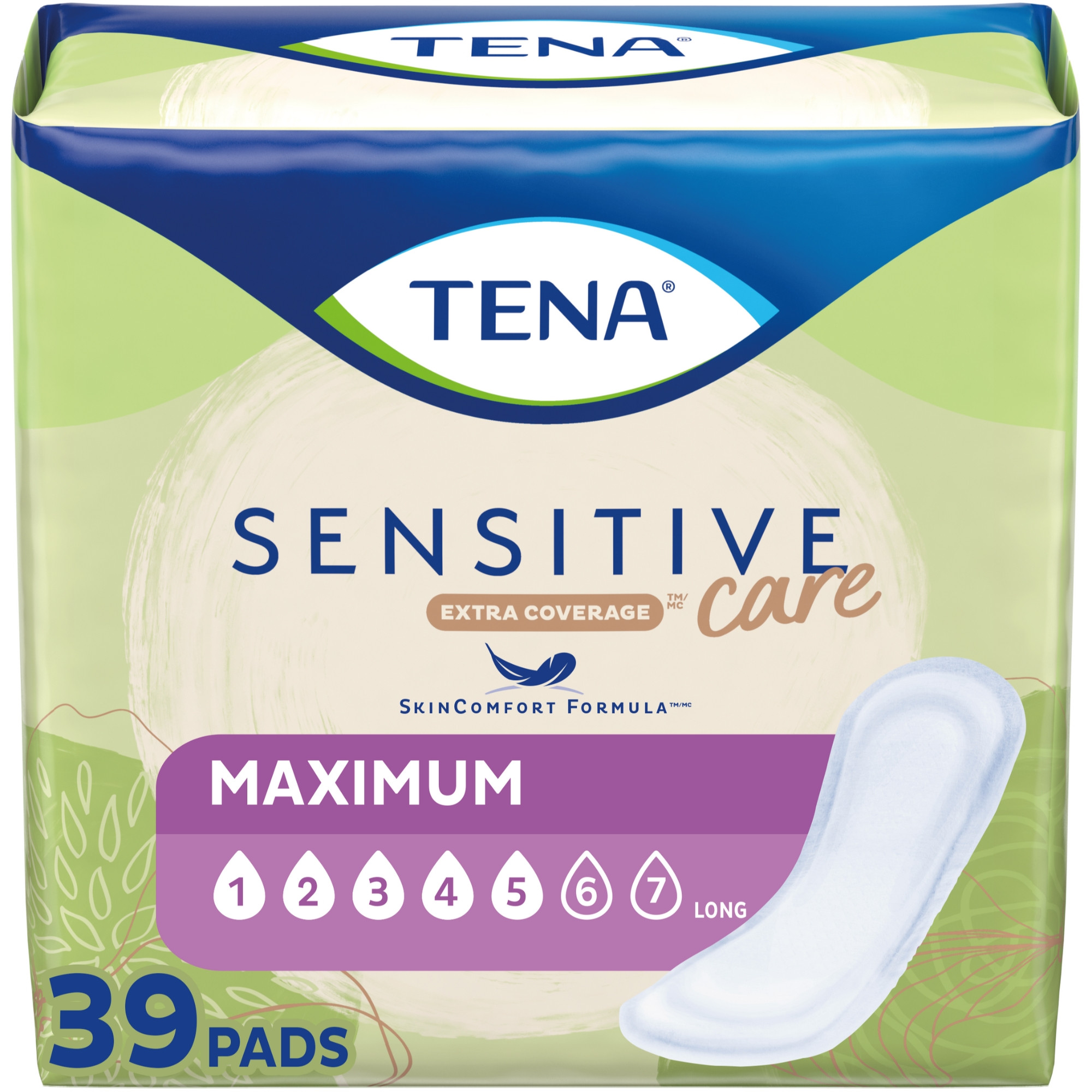 TENA Sensitive Care Incontinence Control Pad for Women, Maximum Absorbency