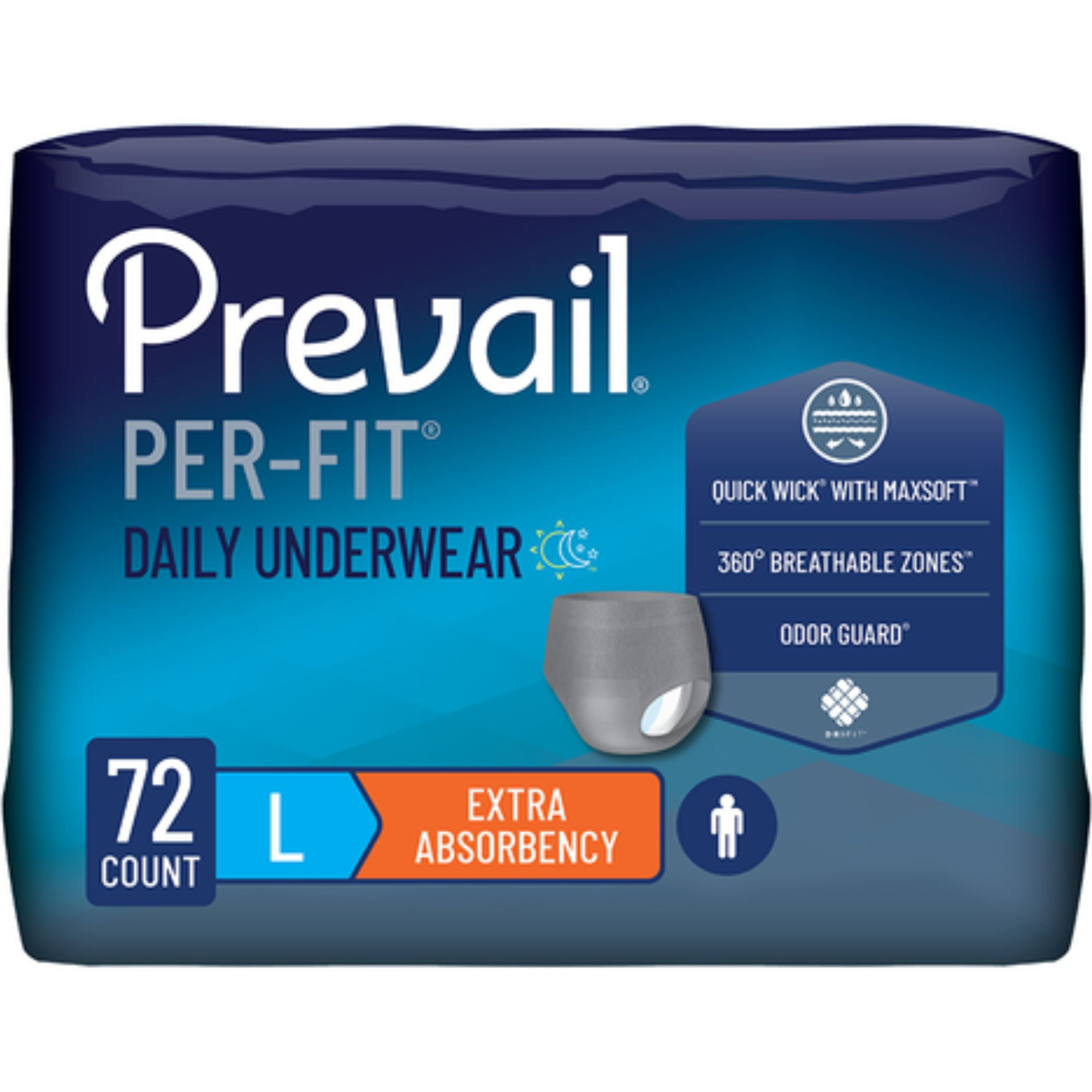 Prevail Per-Fit Incontinence Protective Pull-Up Underwear for Men, Extra Absorbency