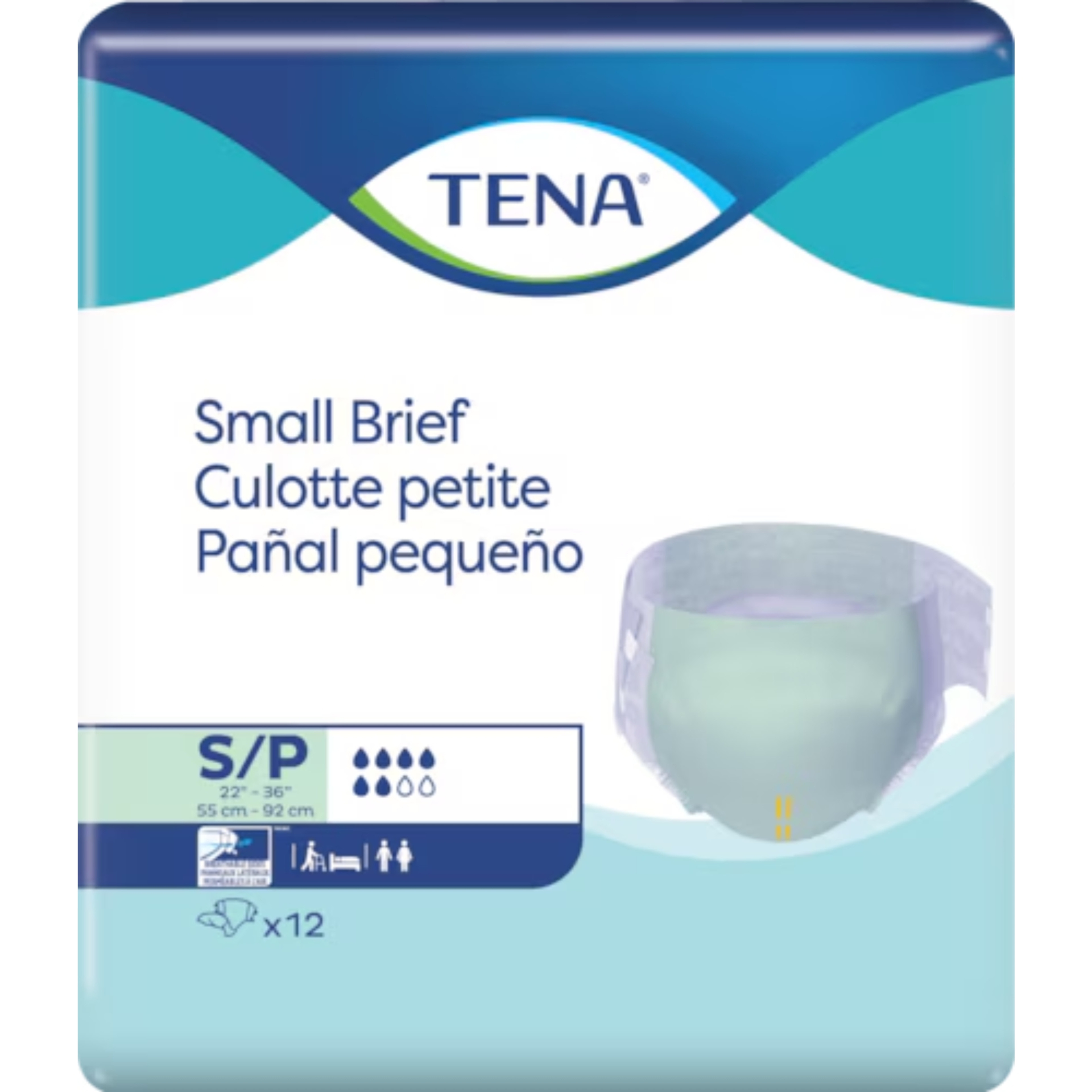 TENA Small Incontinence Adult Disposable Briefs with Tabs, Moderate Absorbency