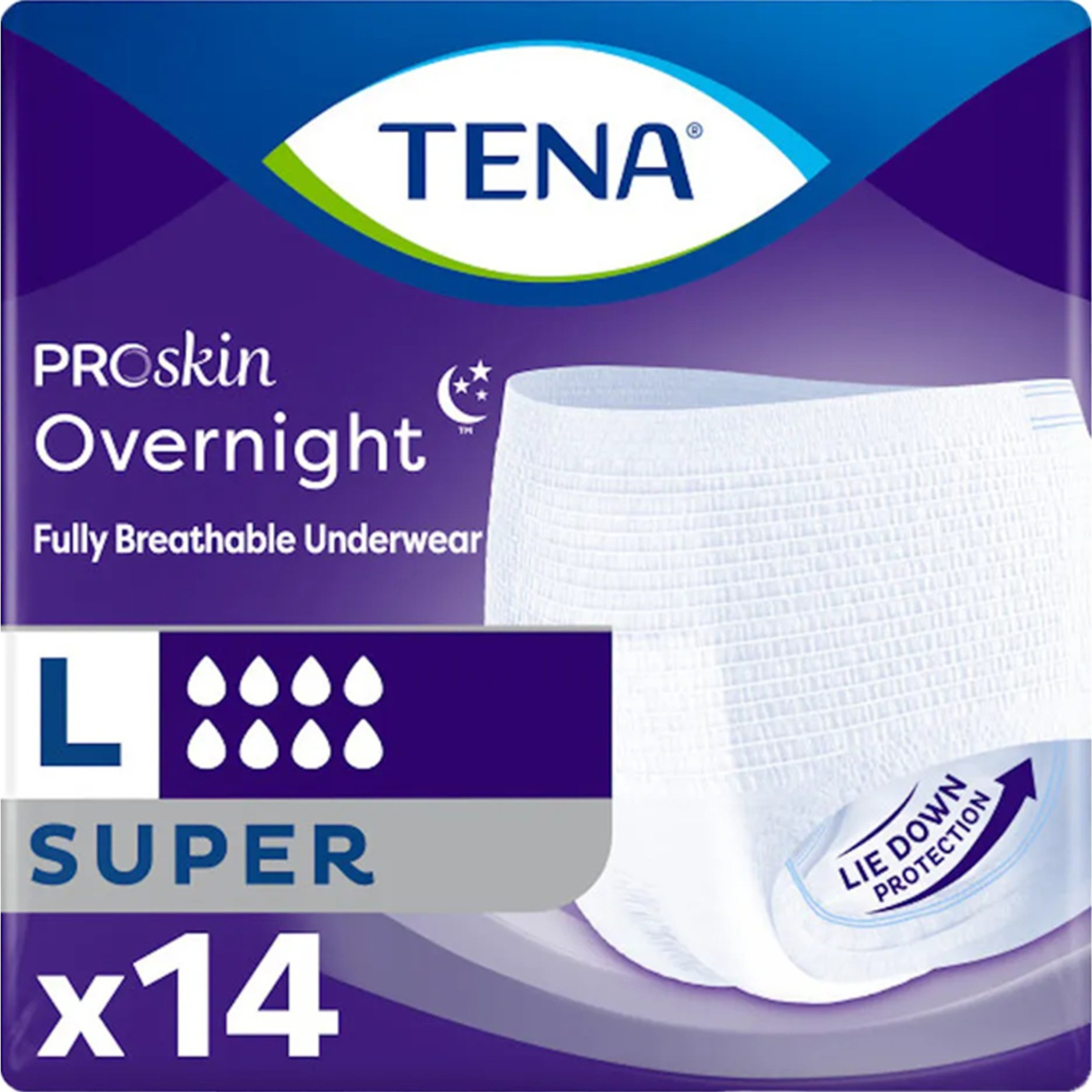 TENA ProSkin Overnight Super Protective Adult Incontinence Underwear, Heavy Absorbency