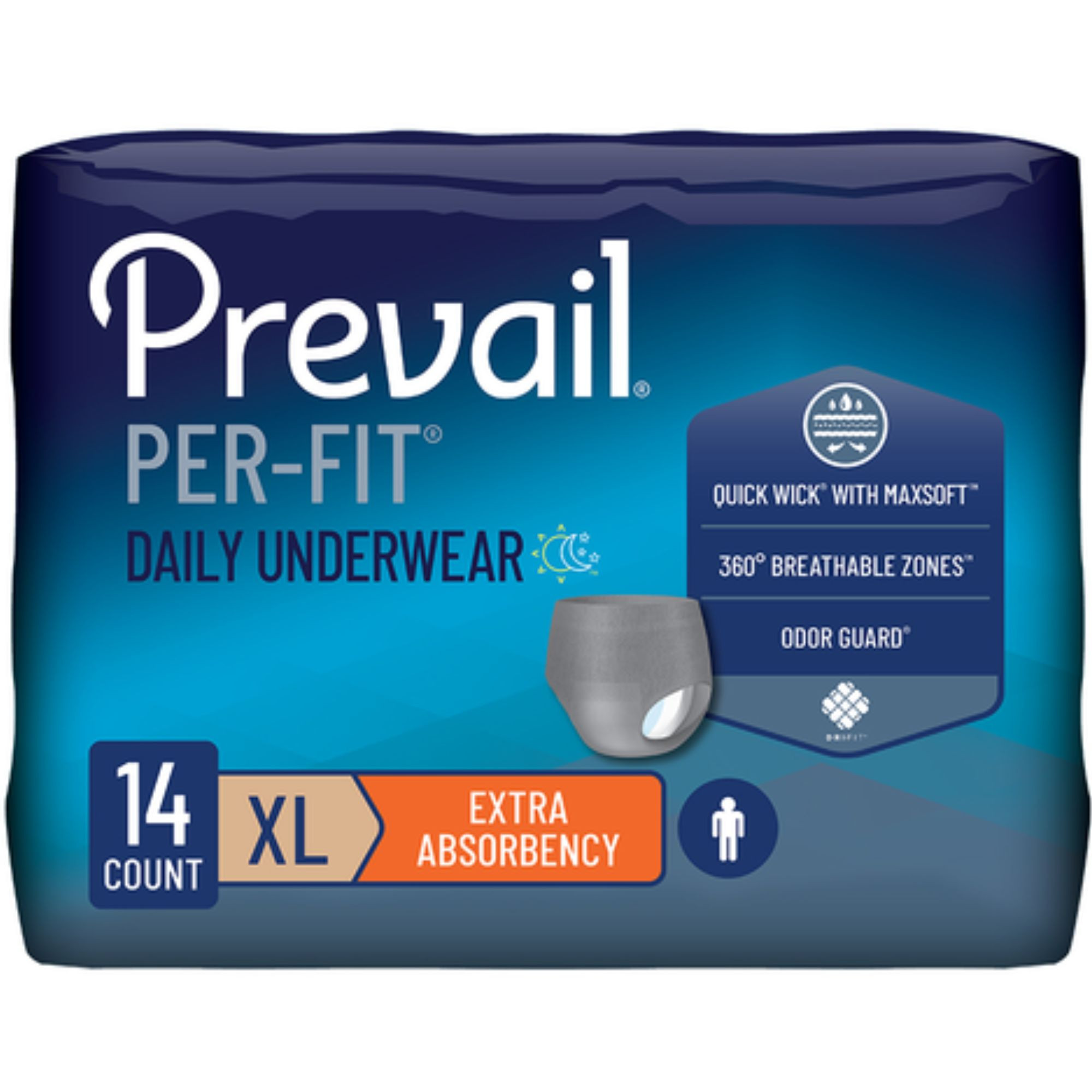 Prevail Per-Fit Incontinence Protective Pull-Up Underwear for Men, Extra Absorbency