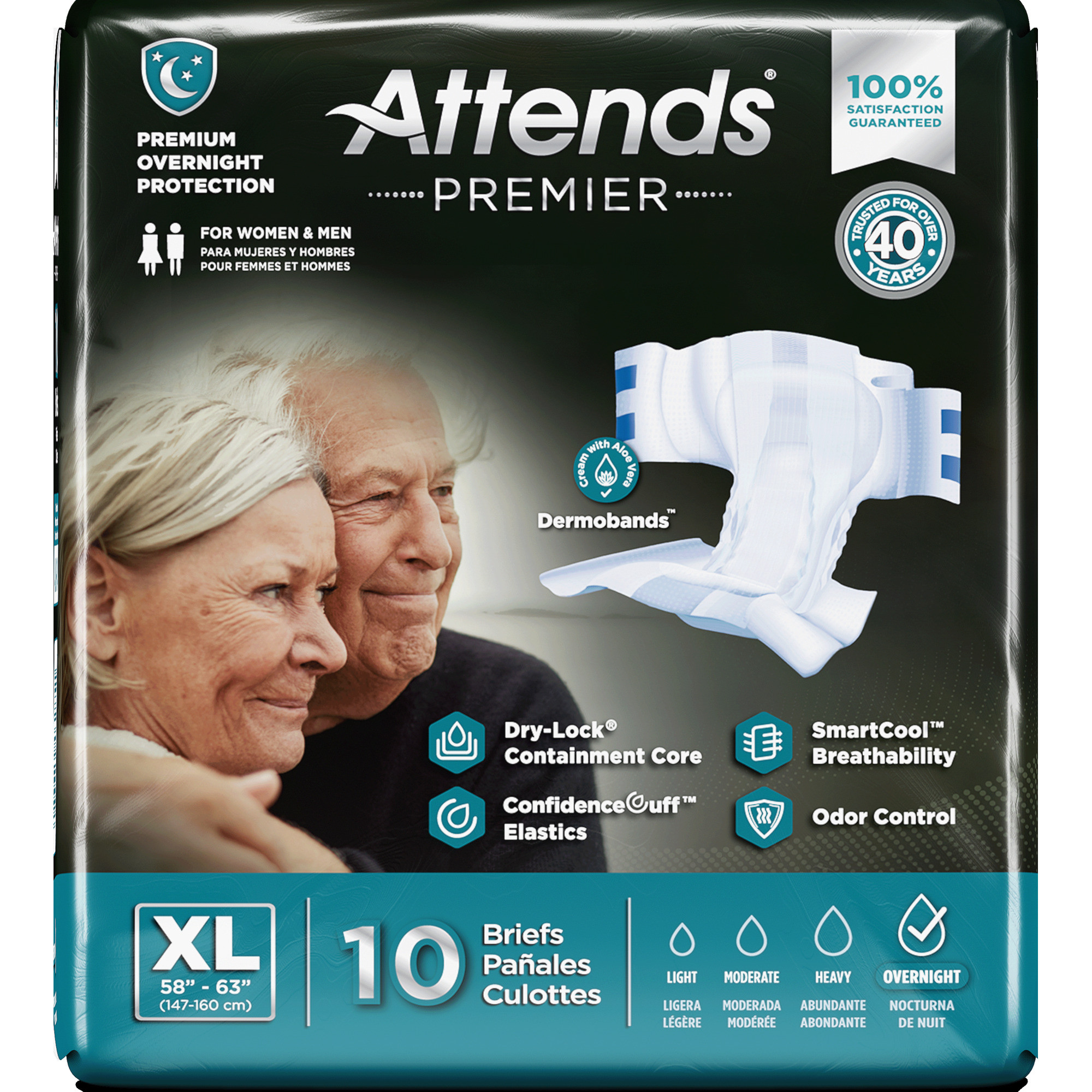 Attends Premier Adult Incontinence Briefs, Overnight Absorbency