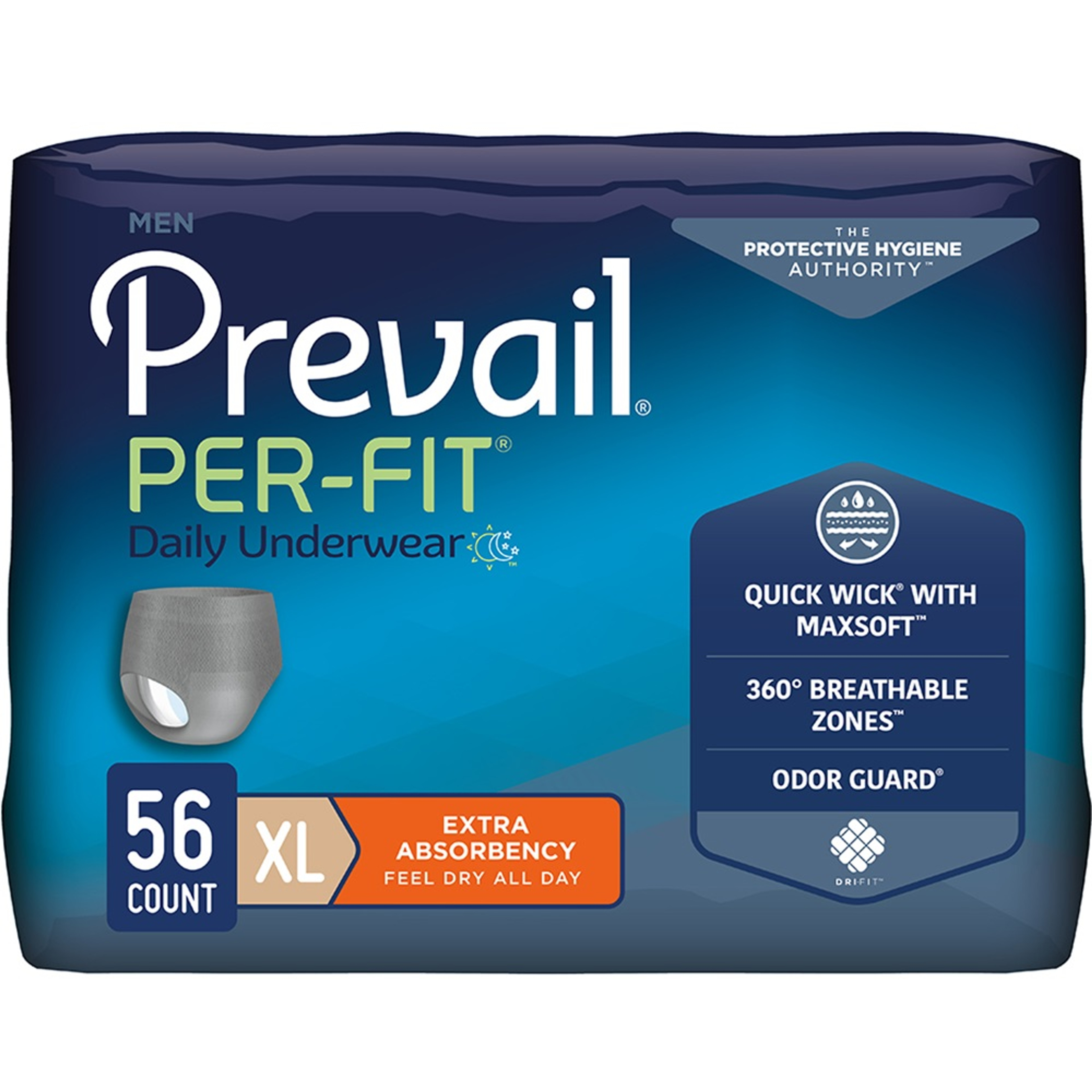 Prevail Per-Fit Incontinence Protective Pull-On Underwear for Men, Extra Absorbency
