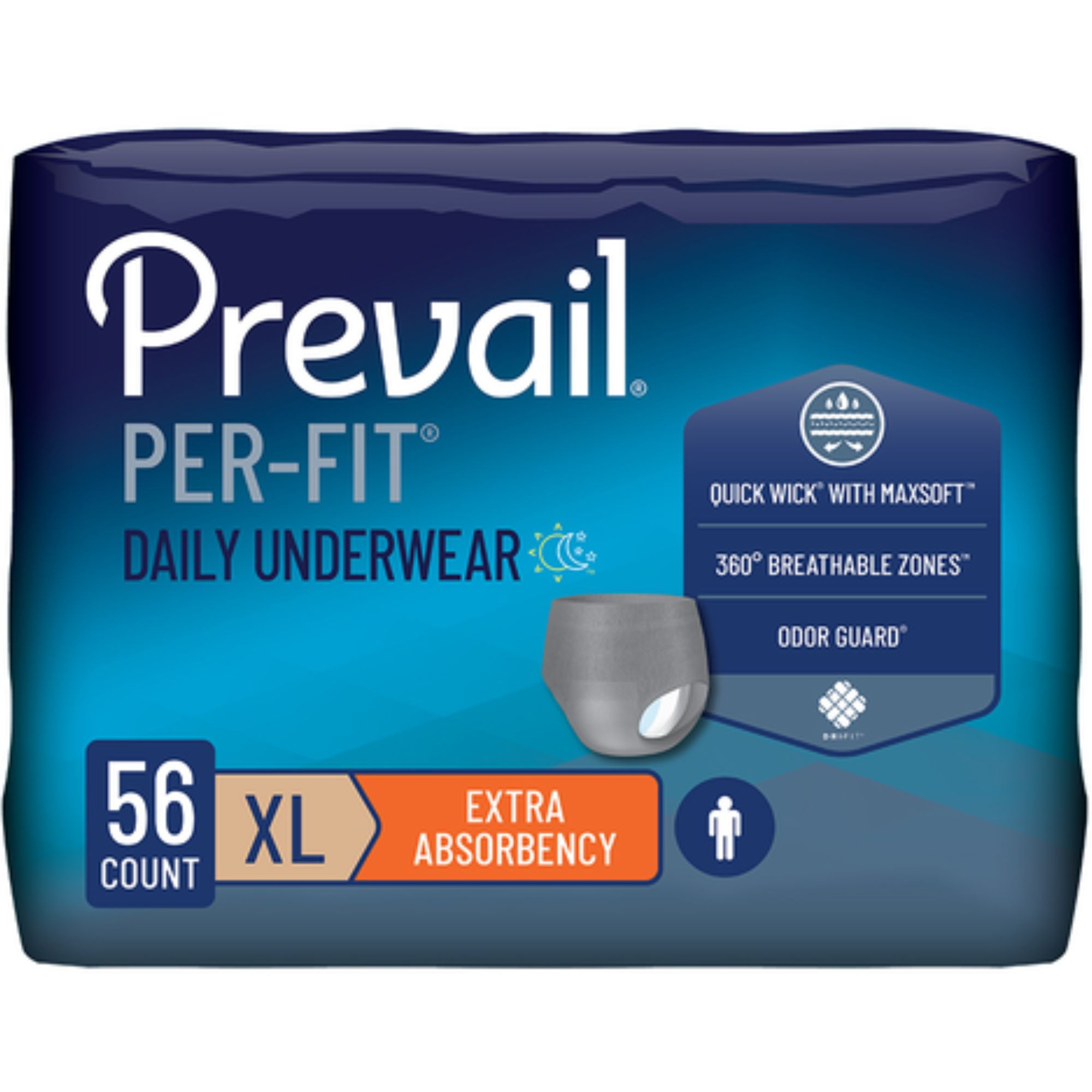 Prevail Per-Fit Incontinence Protective Pull-Up Underwear for Men, Extra Absorbency