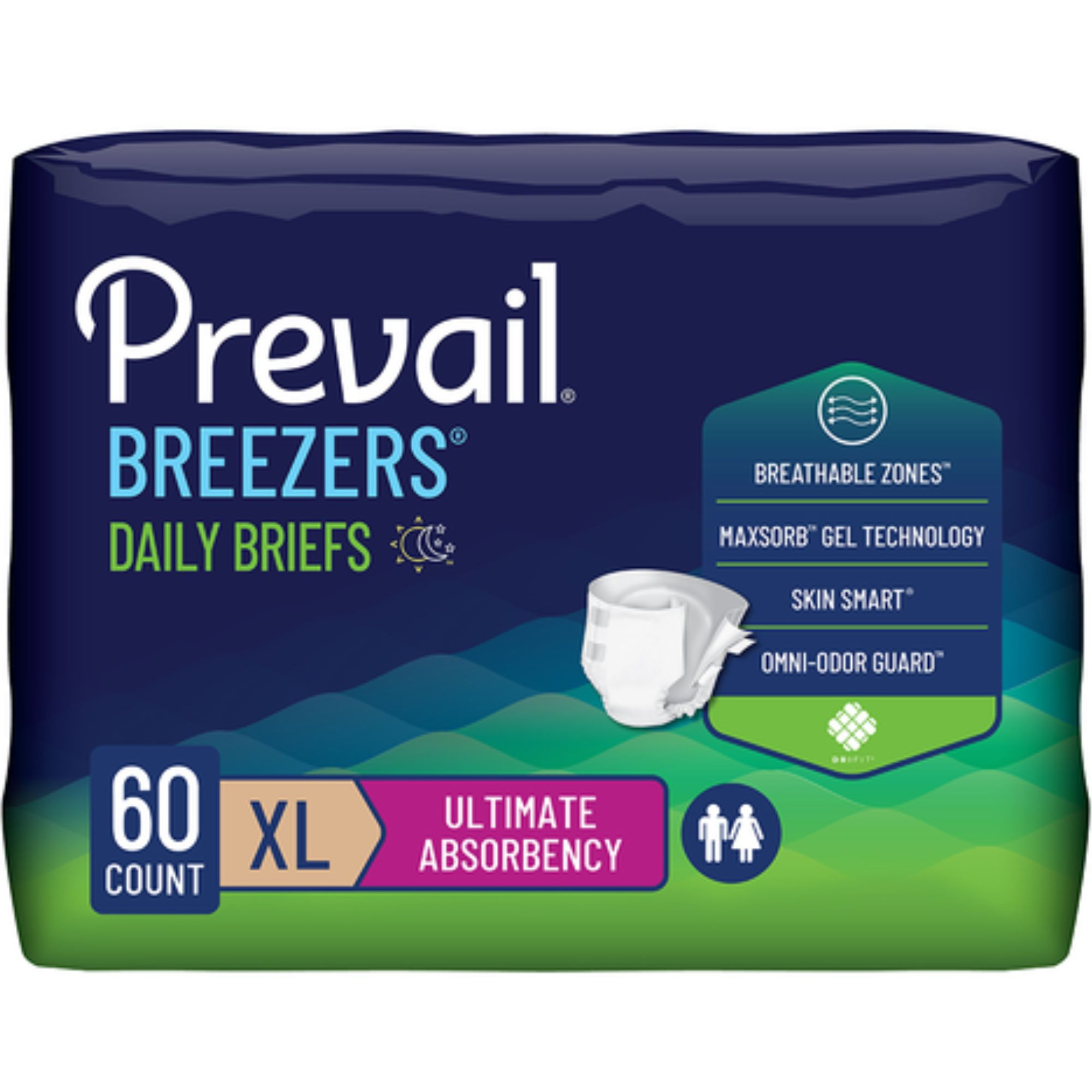 Prevail Breezers Adult Incontinence Briefs with Tabs, Ultimate Absorbency