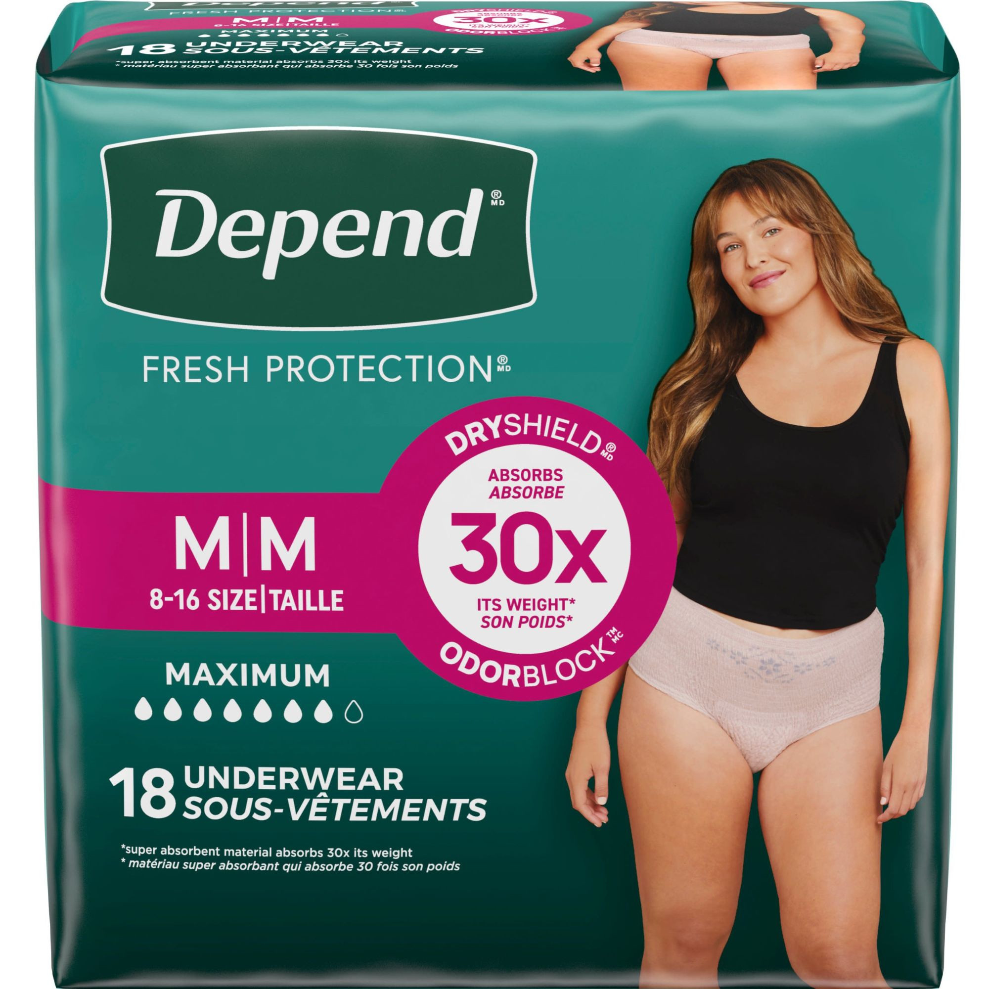 Depend Fresh Protection Adult Incontinence Pull-Up Underwear for Women, Maximum