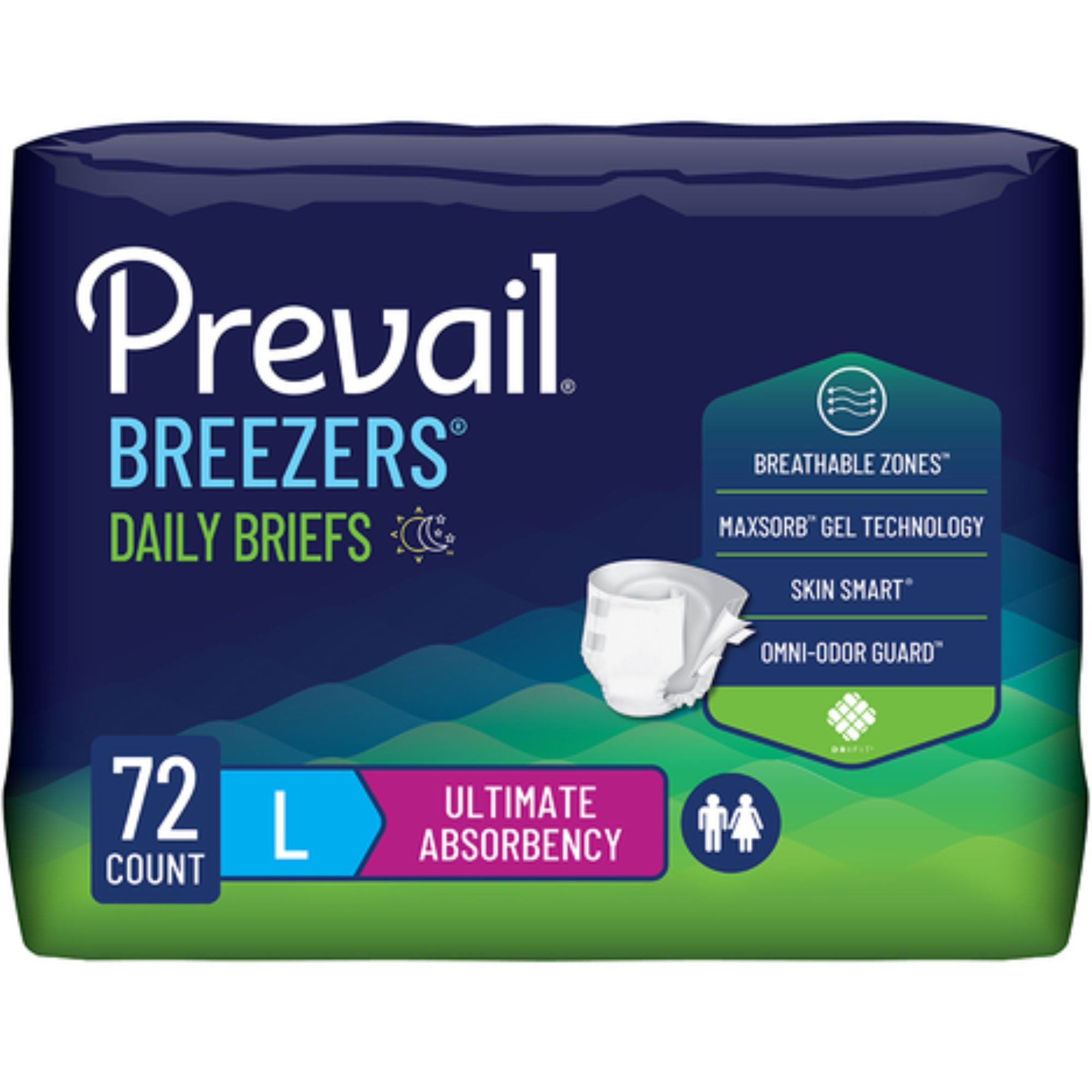 Prevail Breezers Adult Incontinence Briefs with Tabs, Ultimate Absorbency
