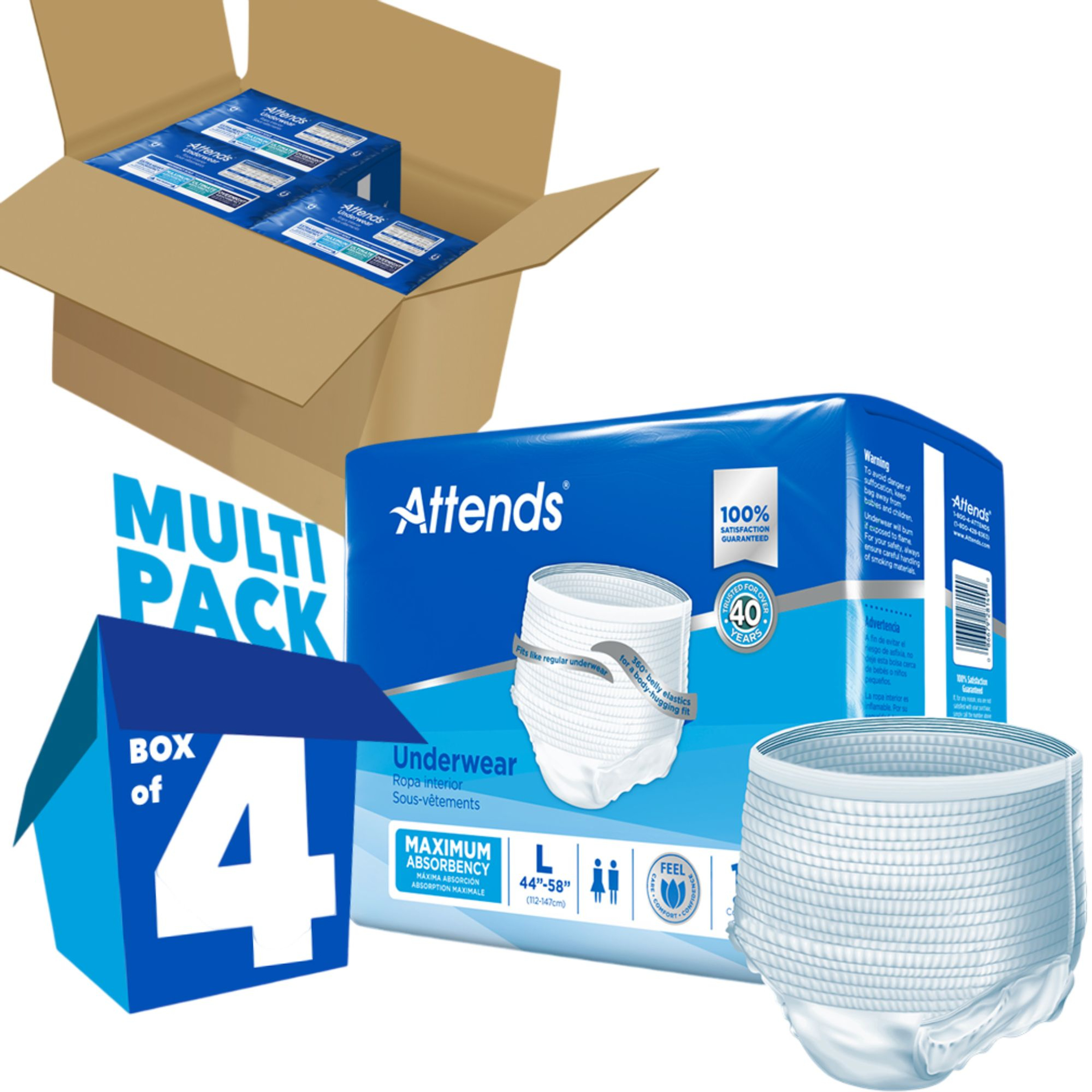 Attends Adult Incontinence Pull-Up Underwear, Maximum Absorbency