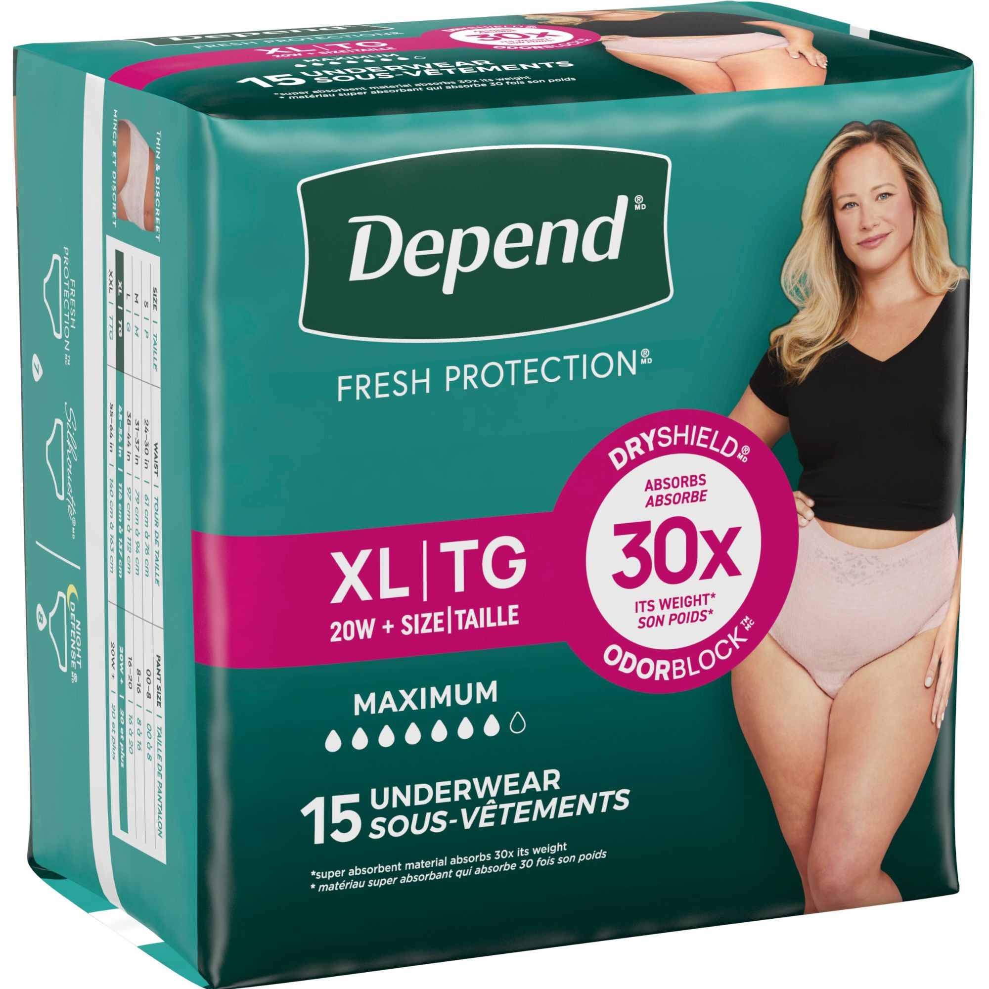 Depend Fresh Protection Adult Incontinence Pull-Up Underwear for Women, Maximum