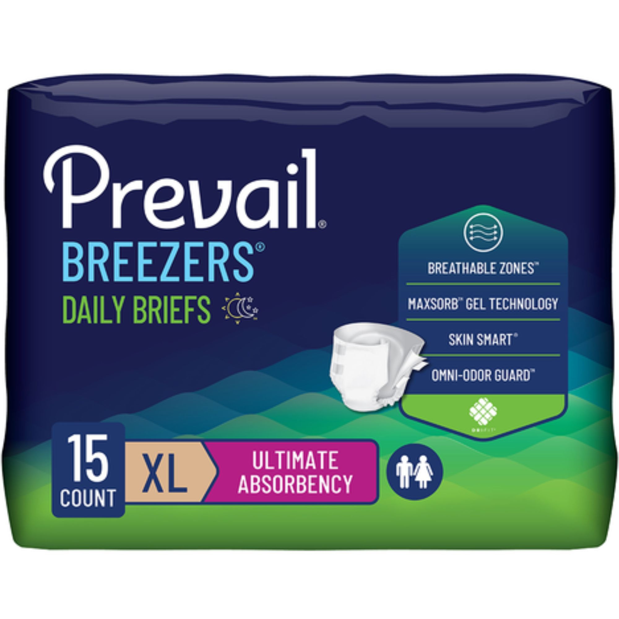 Prevail Breezers Adult Incontinence Briefs with Tabs, Ultimate Absorbency