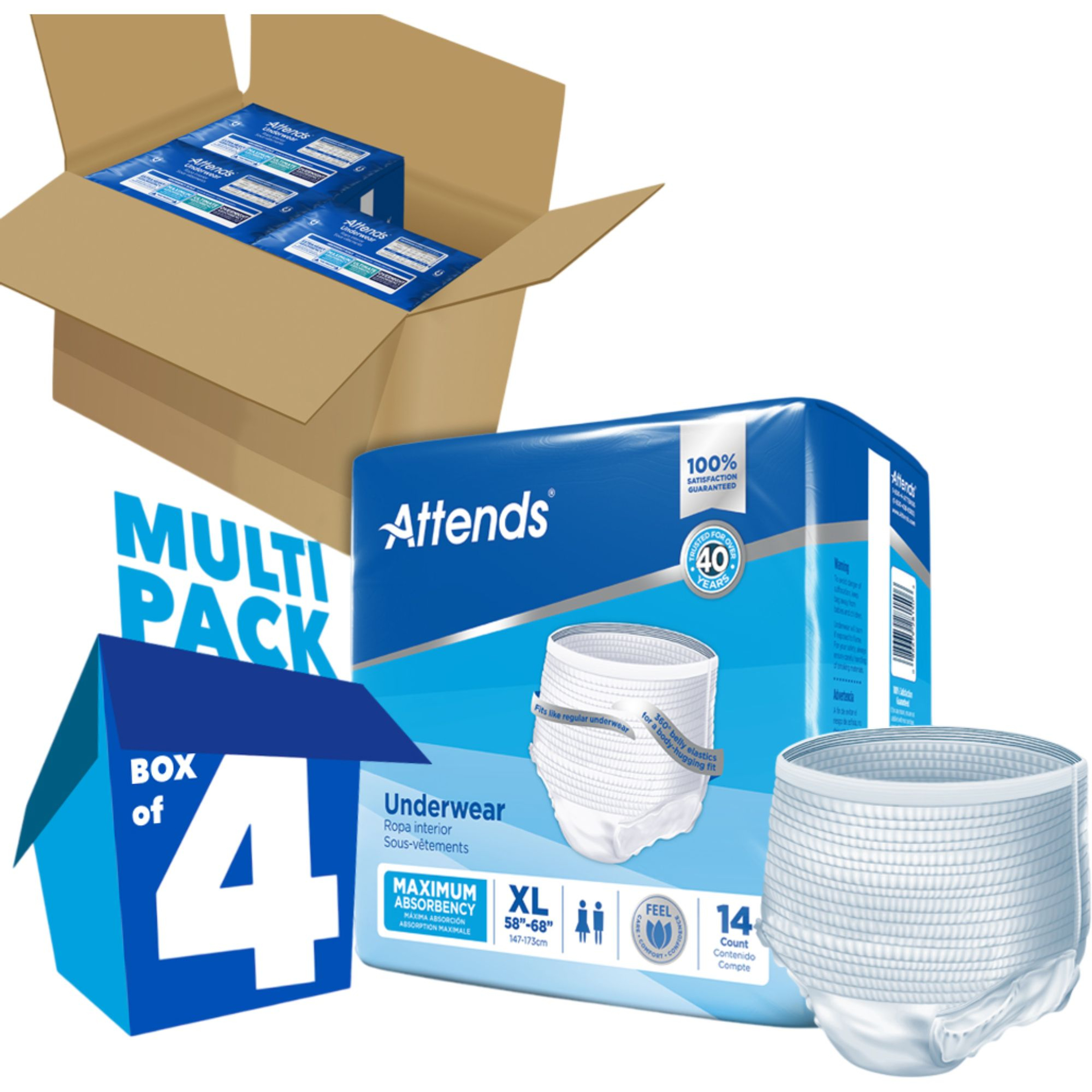 Attends Adult Incontinence Pull-Up Underwear, Maximum Absorbency