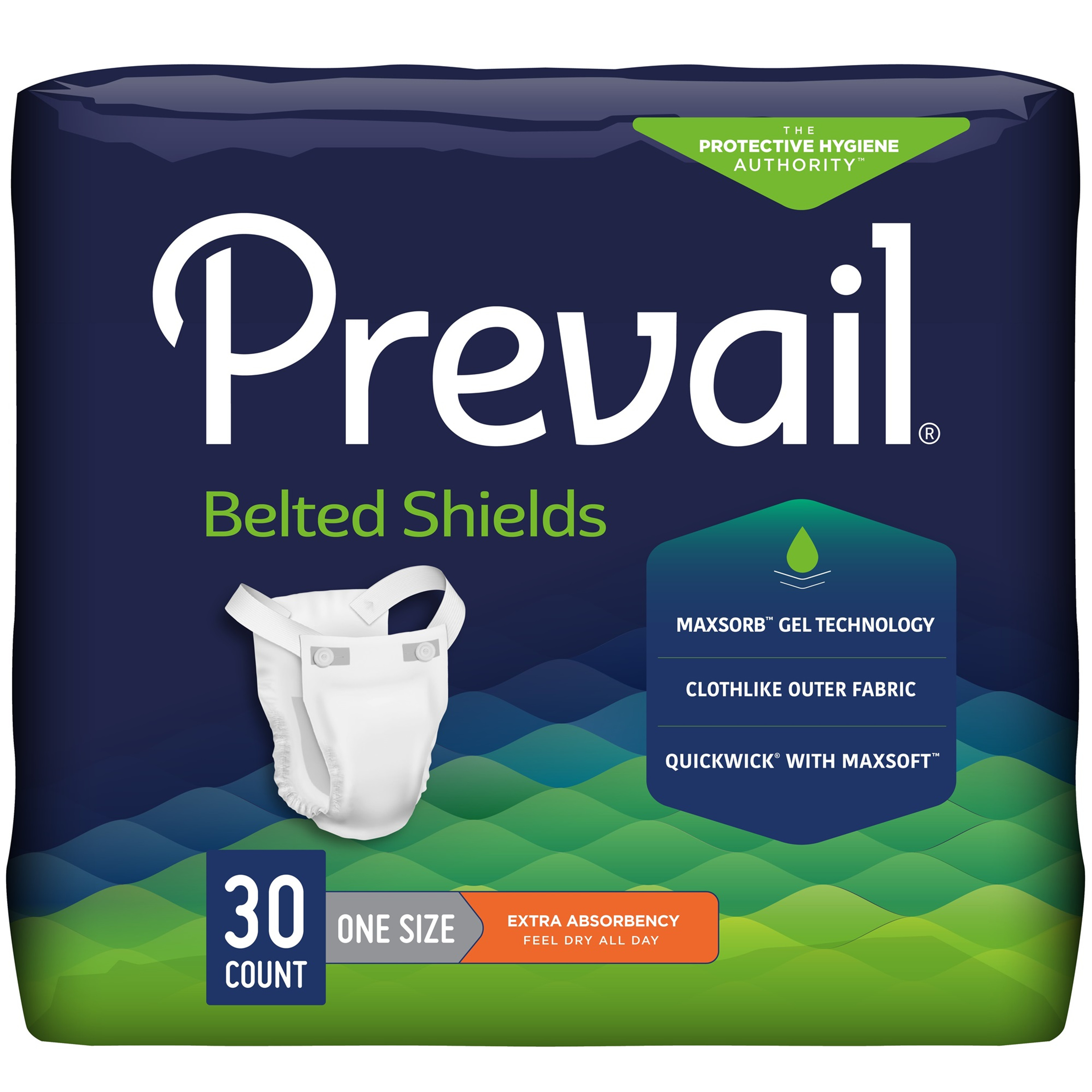 Prevail Adult Incontinence Belted Shields, Extra Absorbency