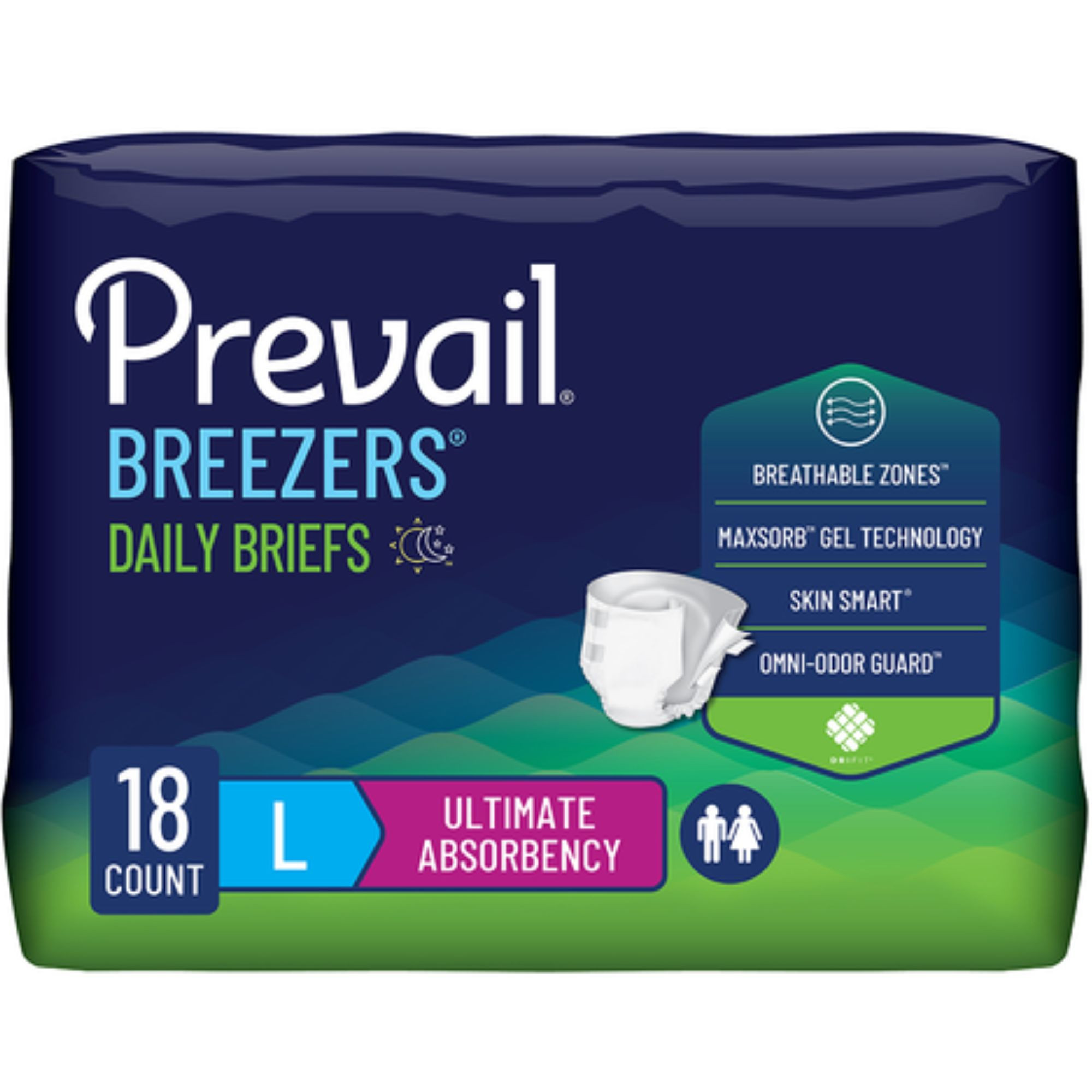 Prevail Breezers Adult Incontinence Briefs with Tabs, Ultimate Absorbency