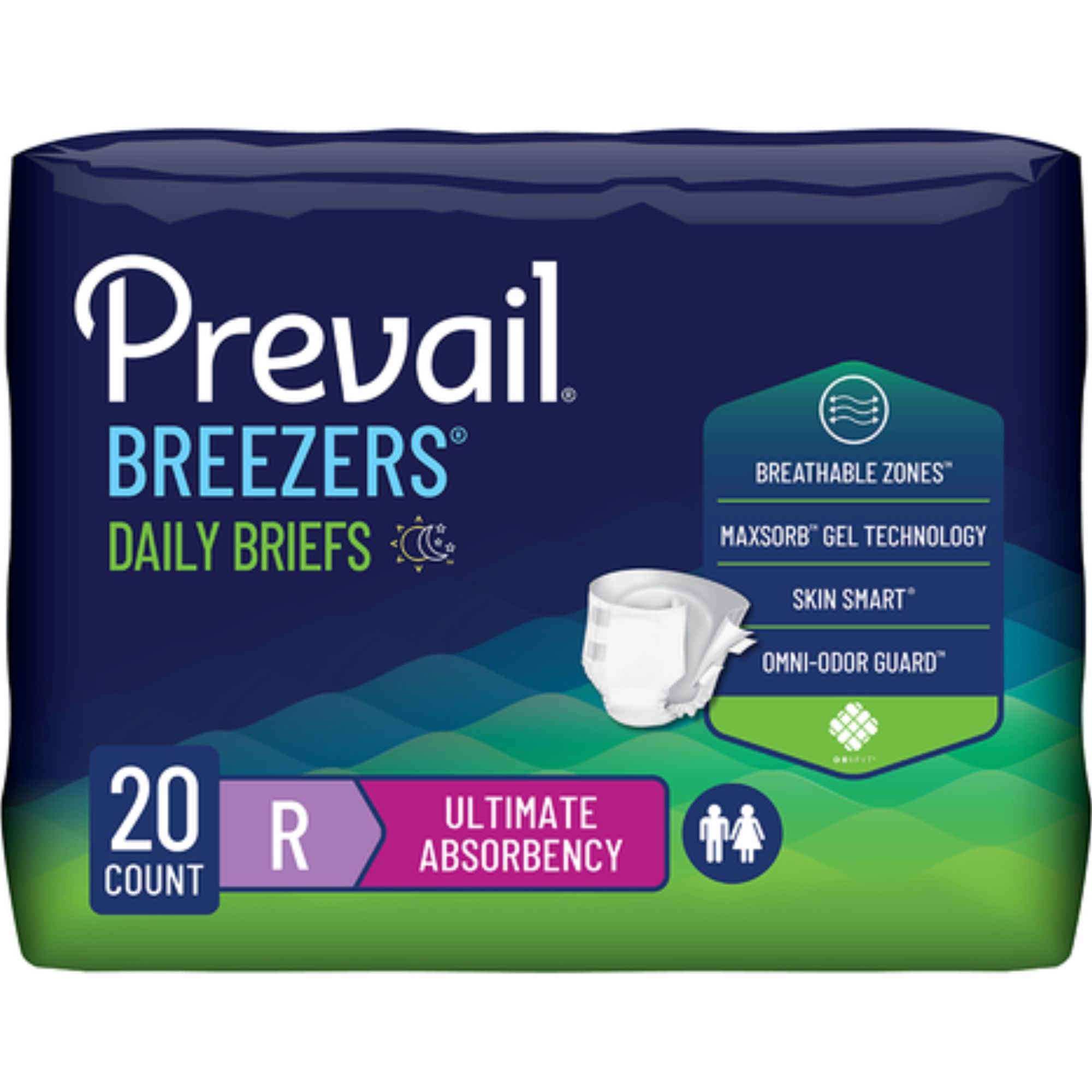 Prevail Breezers Adult Incontinence Briefs with Tabs, Ultimate Absorbency