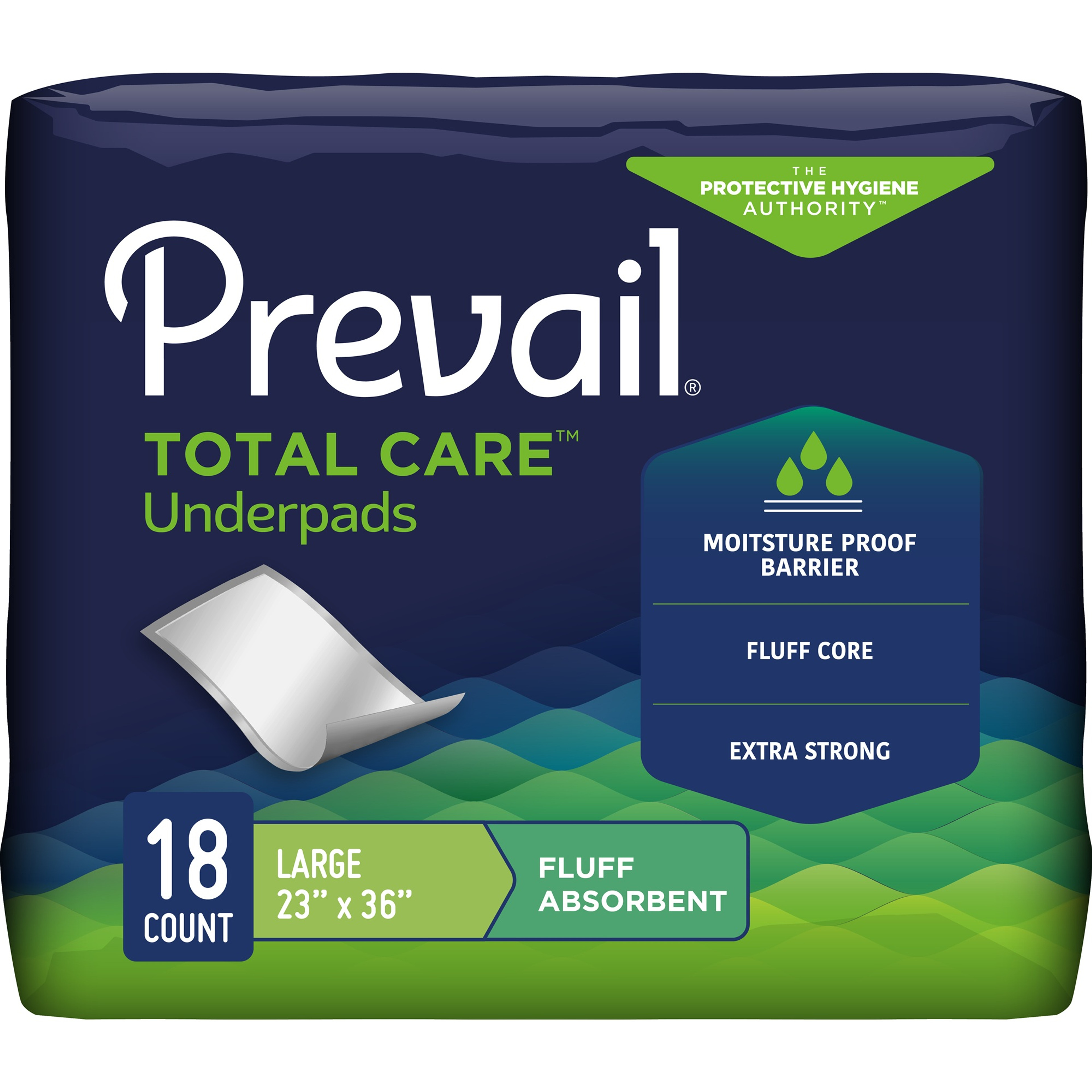 Prevail Total Care Incontinence Underpads, Fluff Absorbency