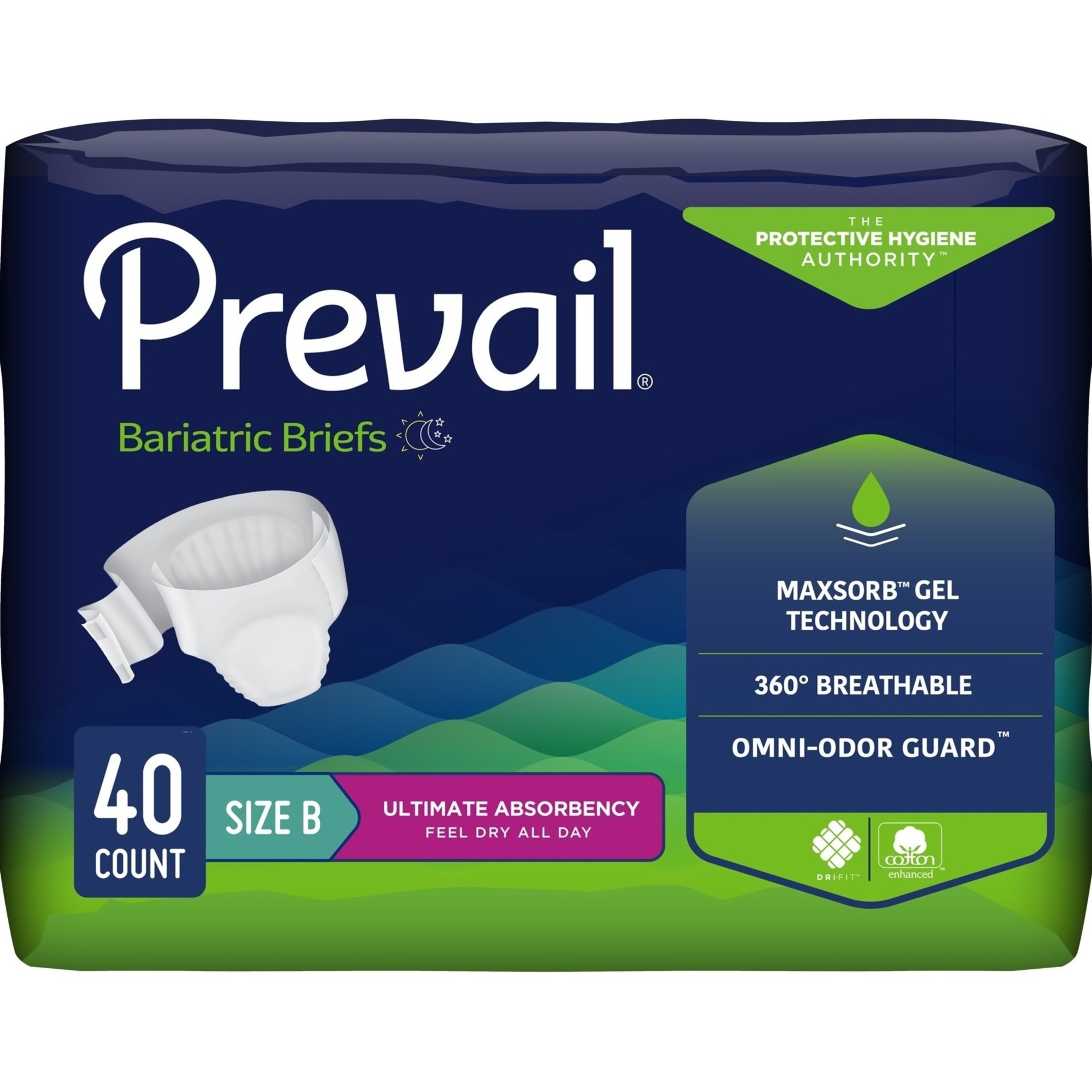 Prevail Adult Incontinence Bariatric Briefs with Tabs for Men & Women, Ultimate Absorbency