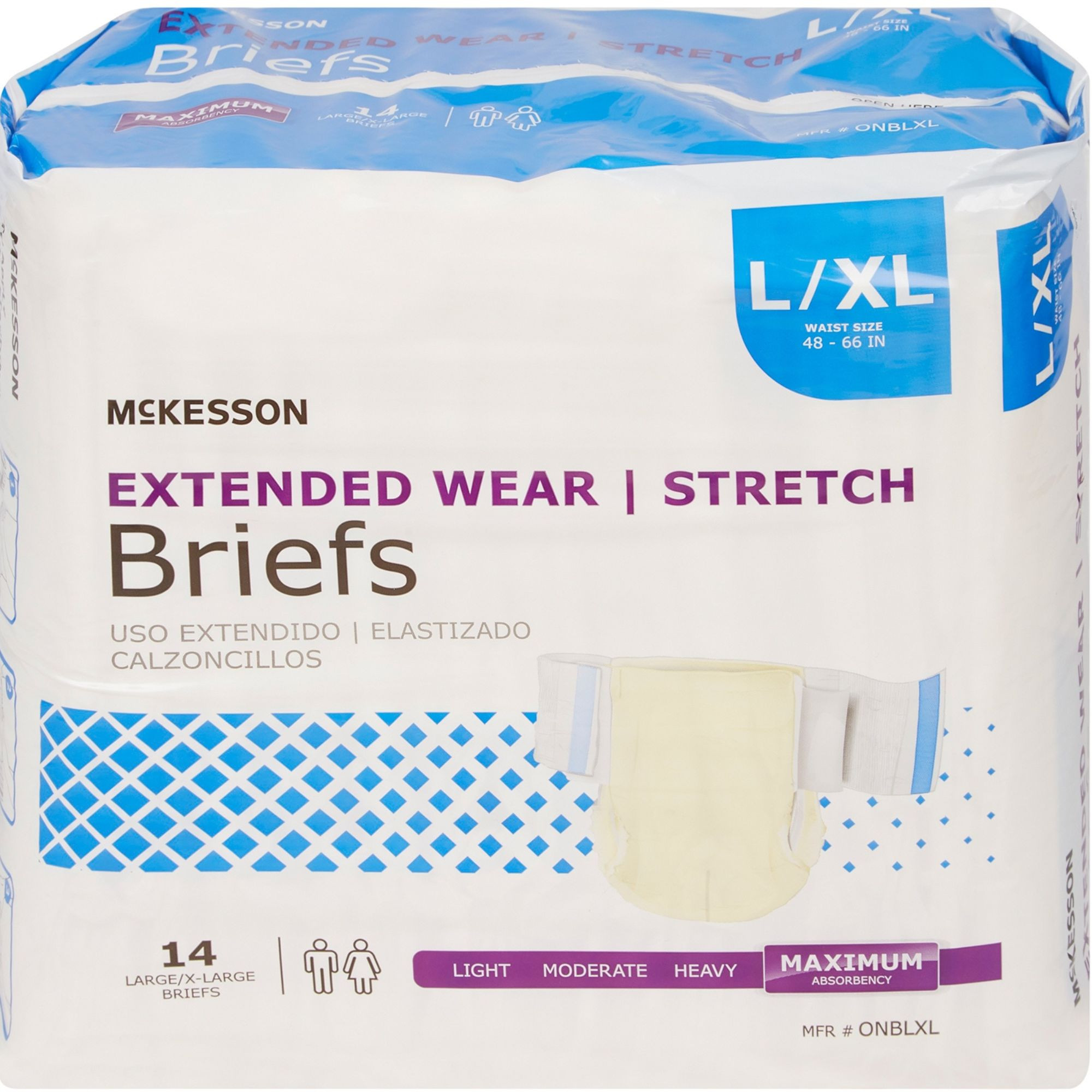 McKesson Extended Wear Stretch Adult Diapers with Tabs, Maximum