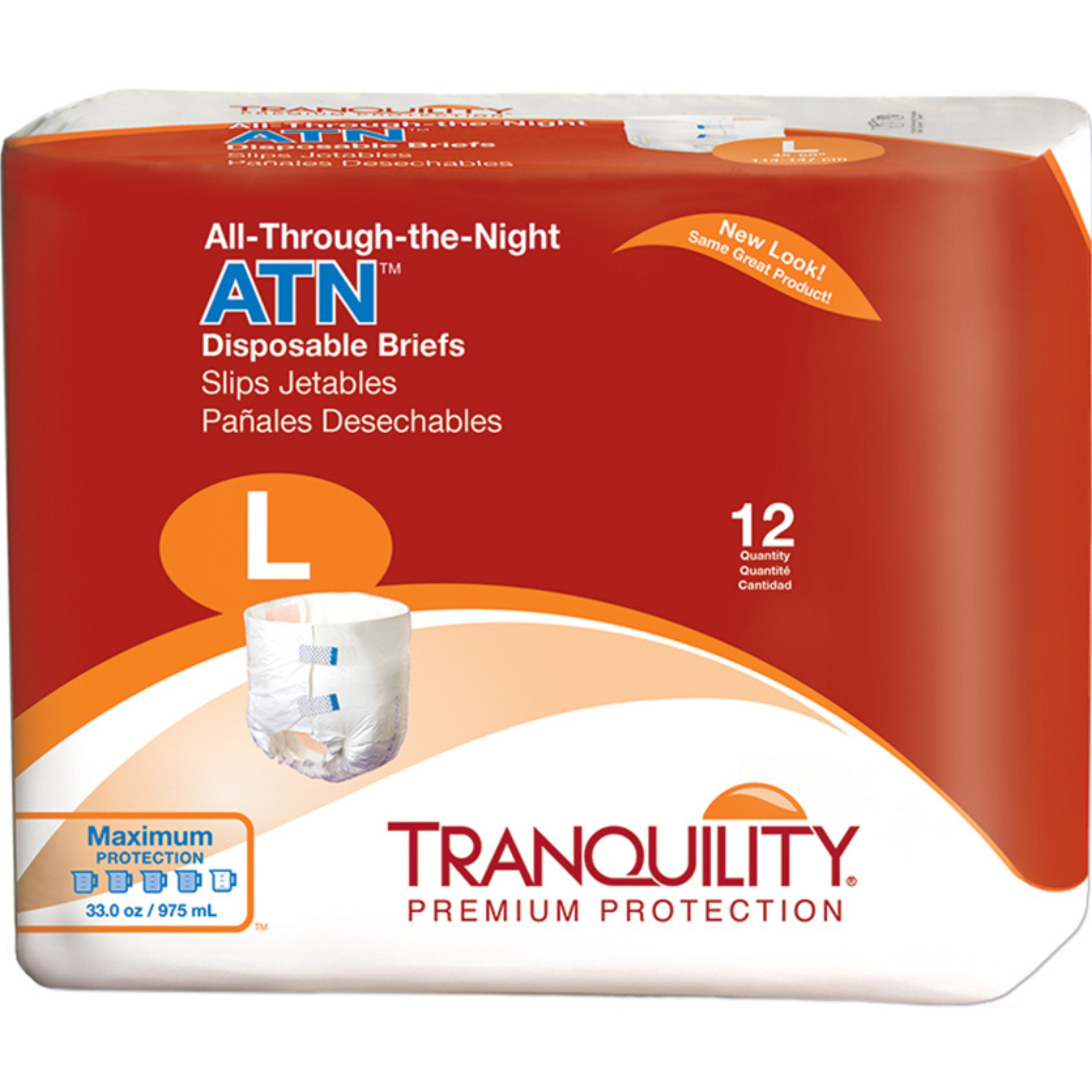 Tranquility Premium ATN Overnight Protection Disposable Briefs with Tabs, Maximum Absorbency