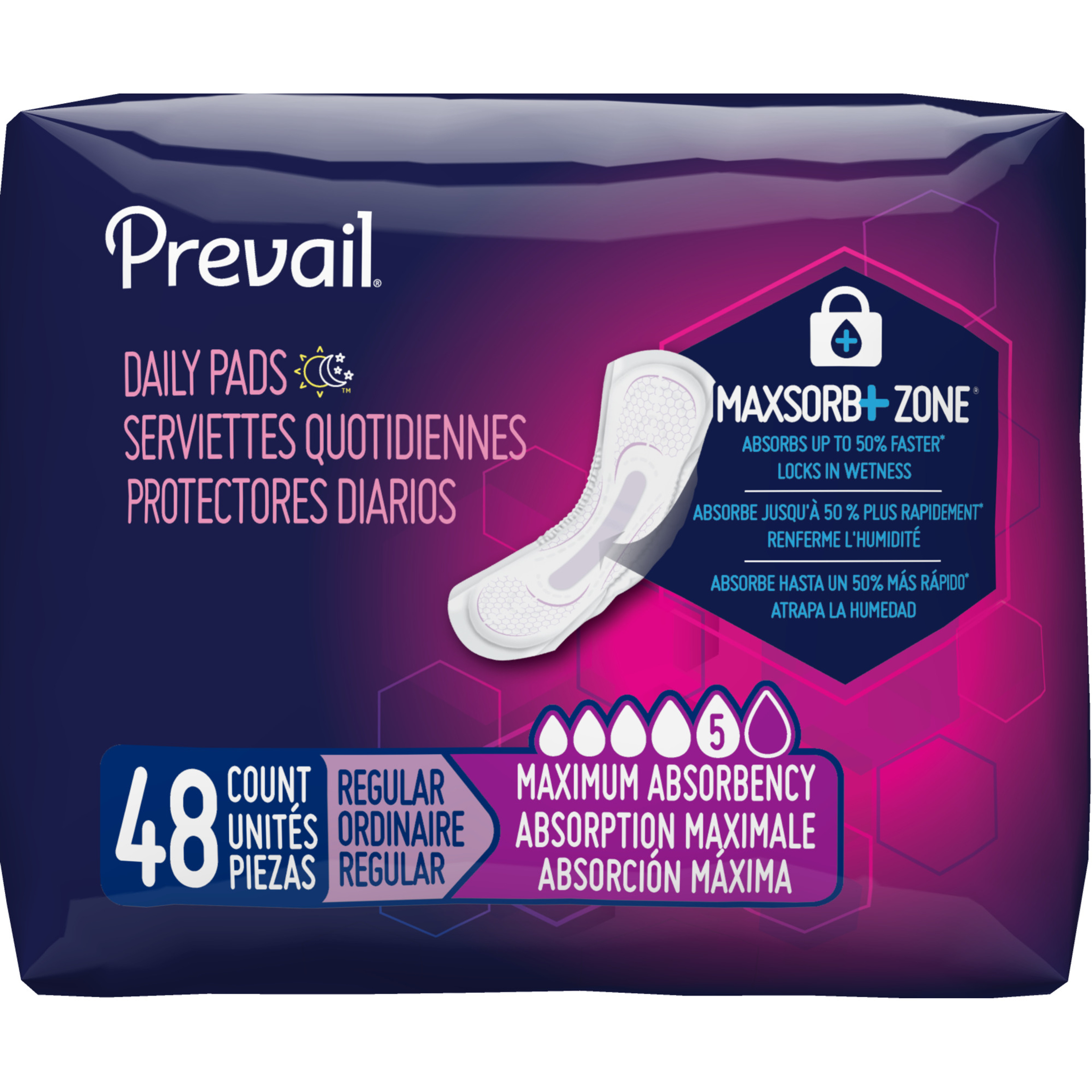 Prevail Incontinence Bladder Control Pads for Women, Maximum Absorbency