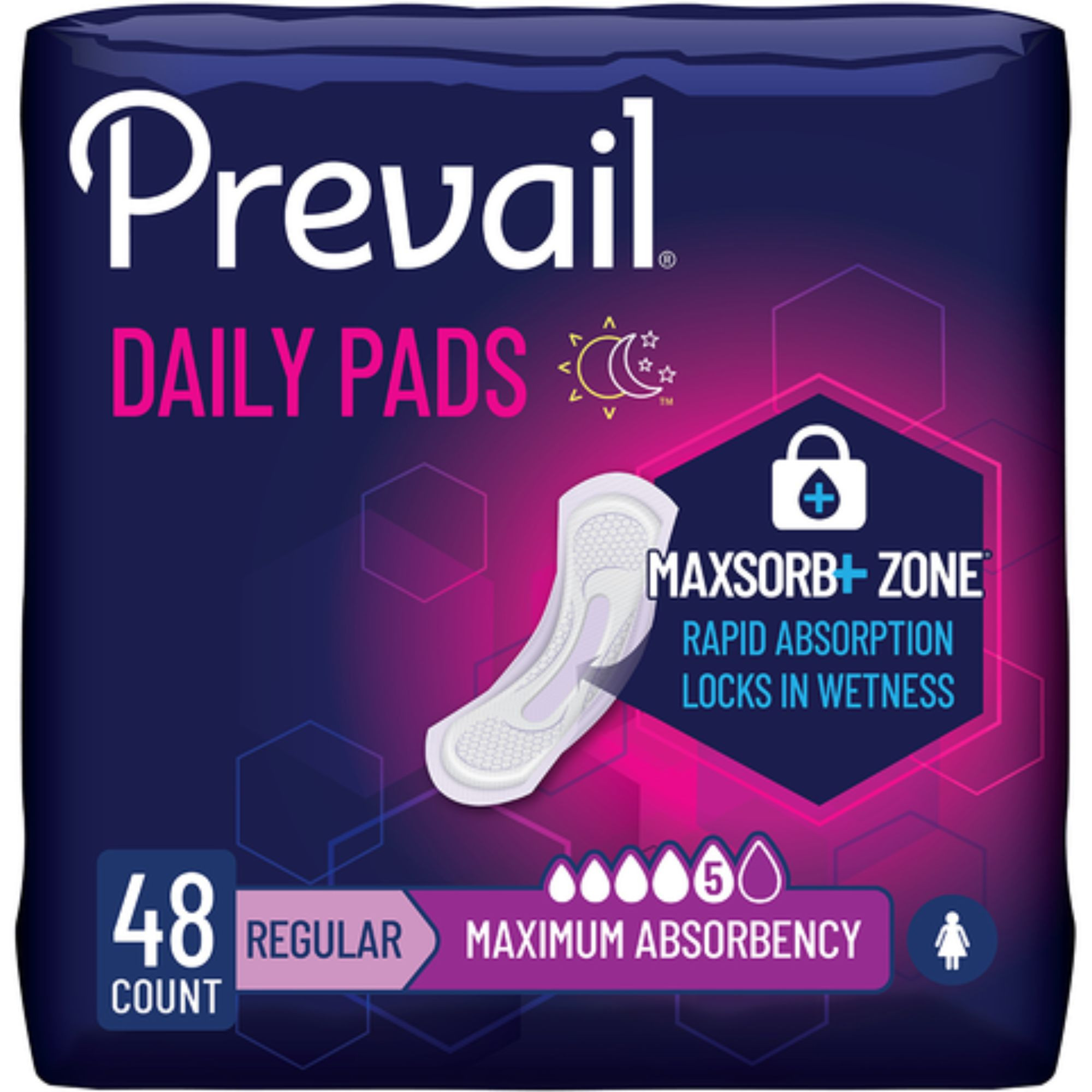 Prevail Incontinence Bladder Control Pads for Women, Maximum Absorbency