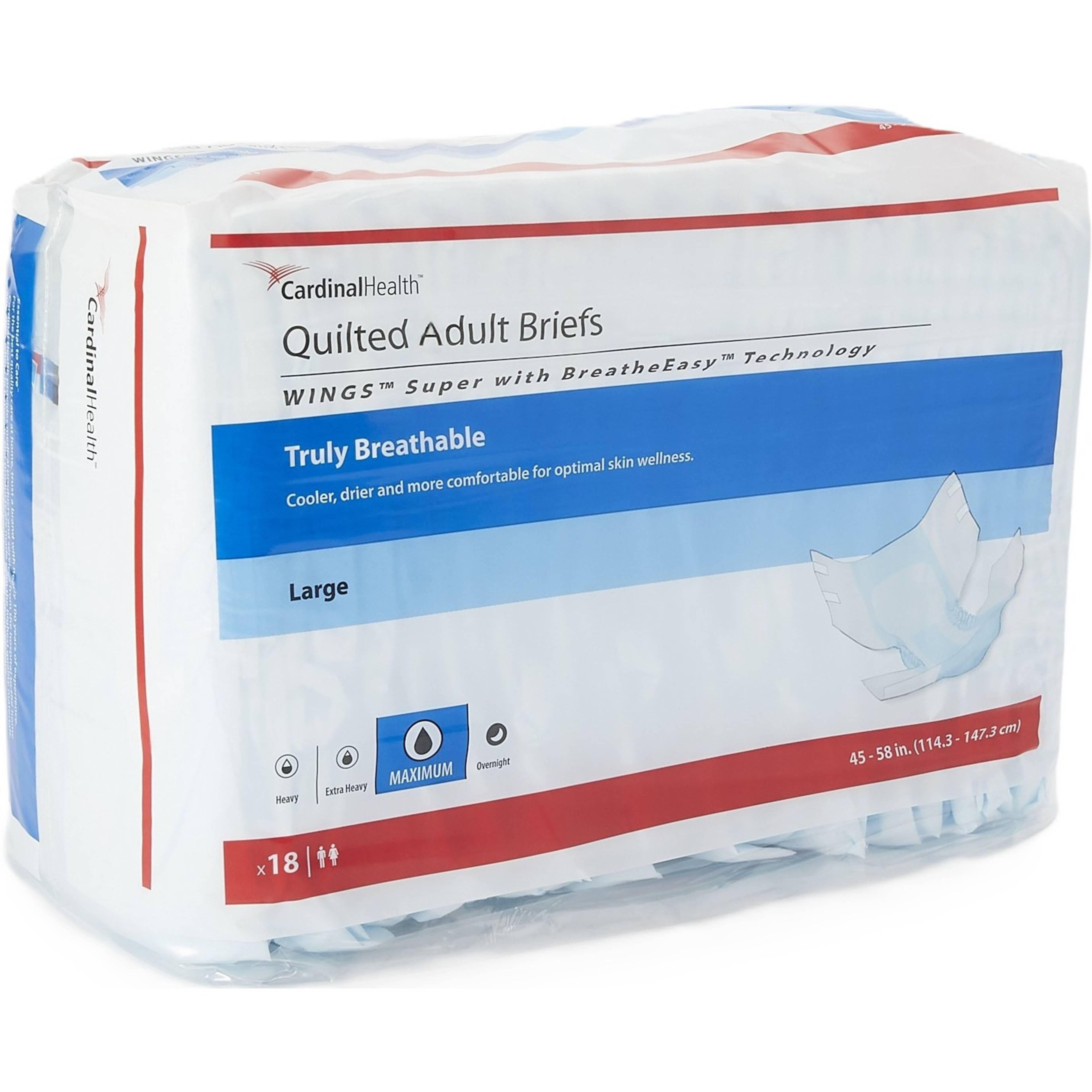 Cardinal Wings Quilted Adult Diapers with Tabs, Super