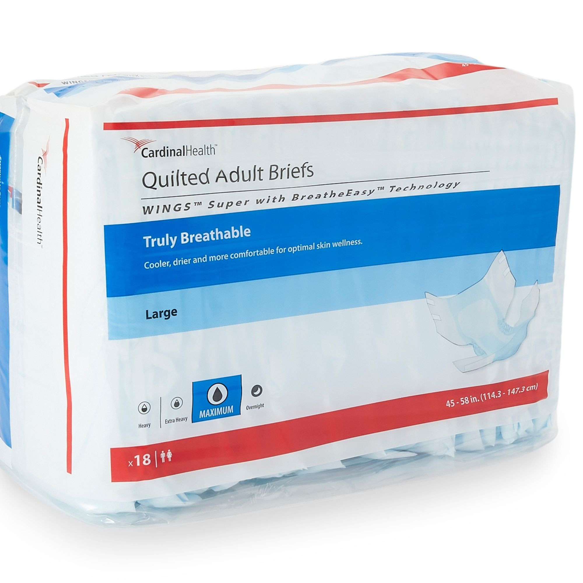 Wings Super Quilted Adult Briefs with BreatheEasy Technology, Maximum Absorbency