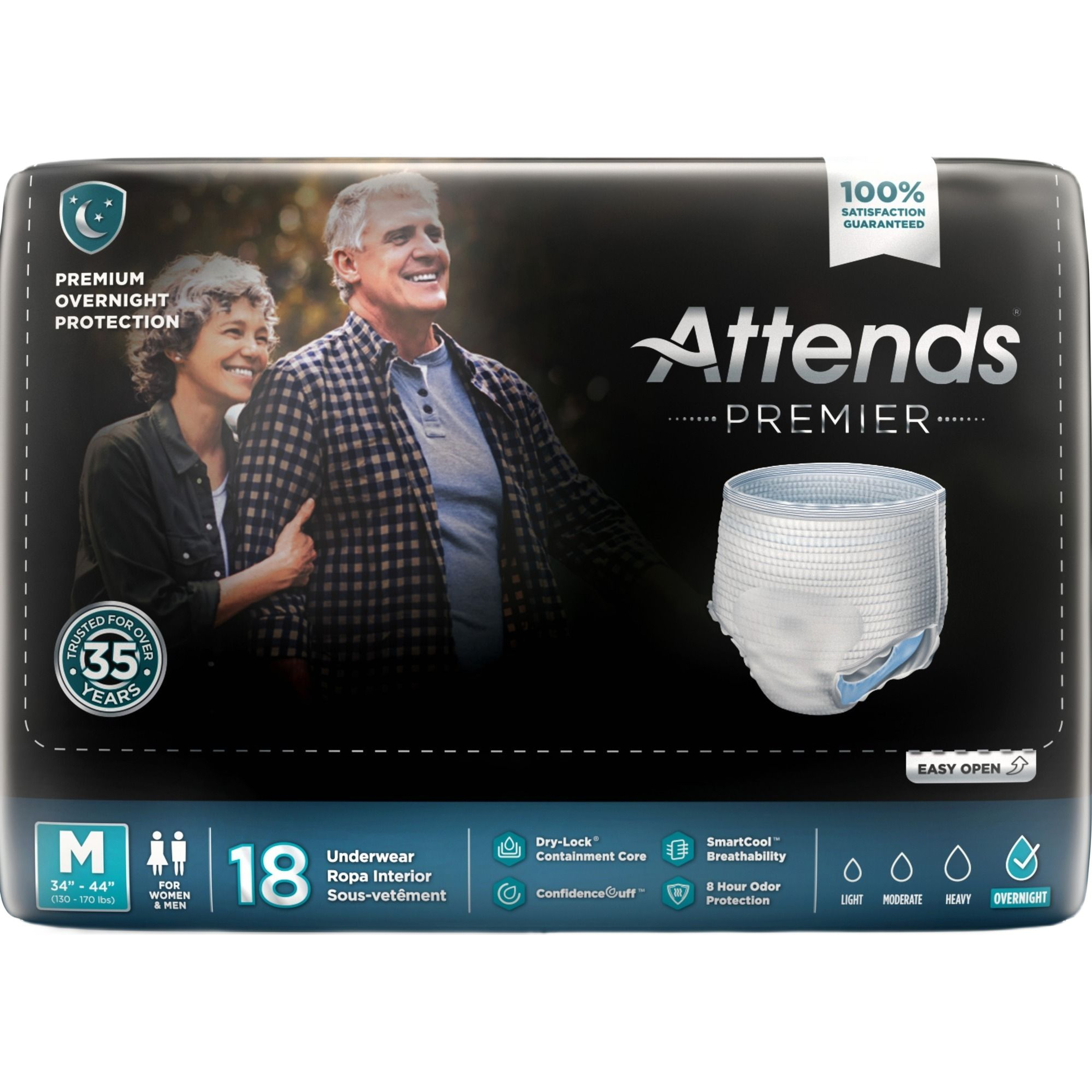 Attends Premier Adult Incontinence Pull-Up Underwear, Overnight Absorbency