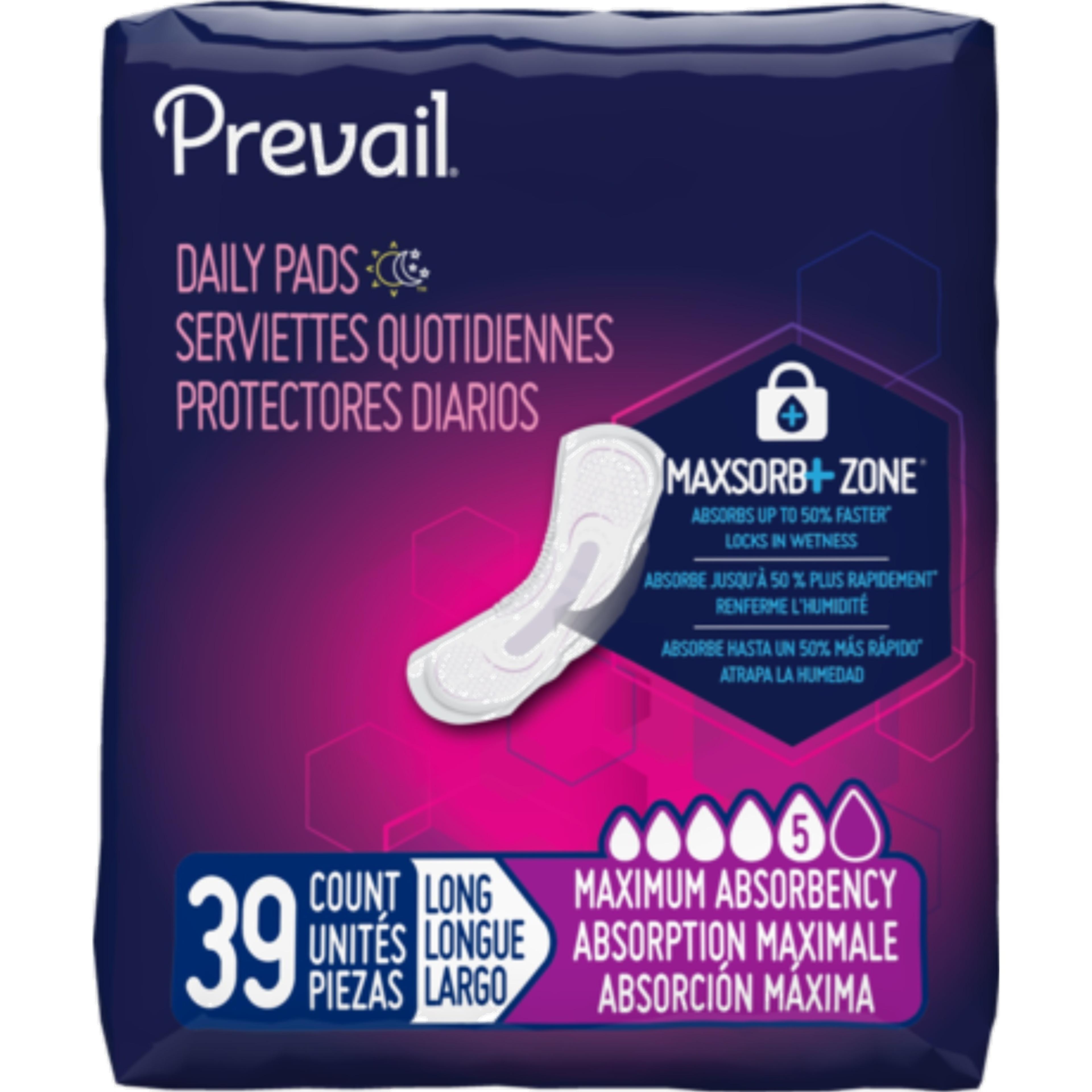 Prevail Incontinence Bladder Control Pads for Women, Maximum Absorbency