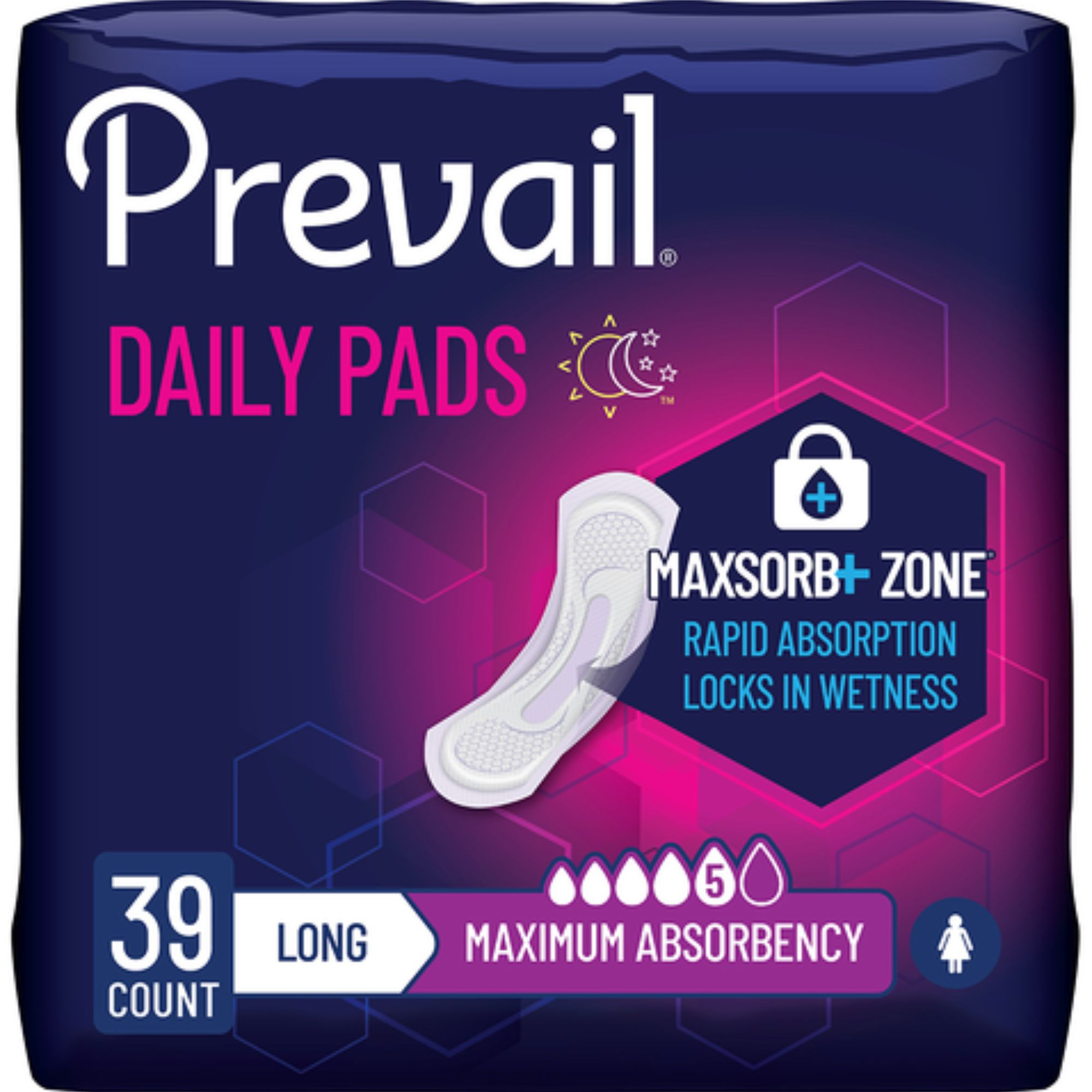 Prevail Incontinence Bladder Control Pads for Women, Maximum Absorbency