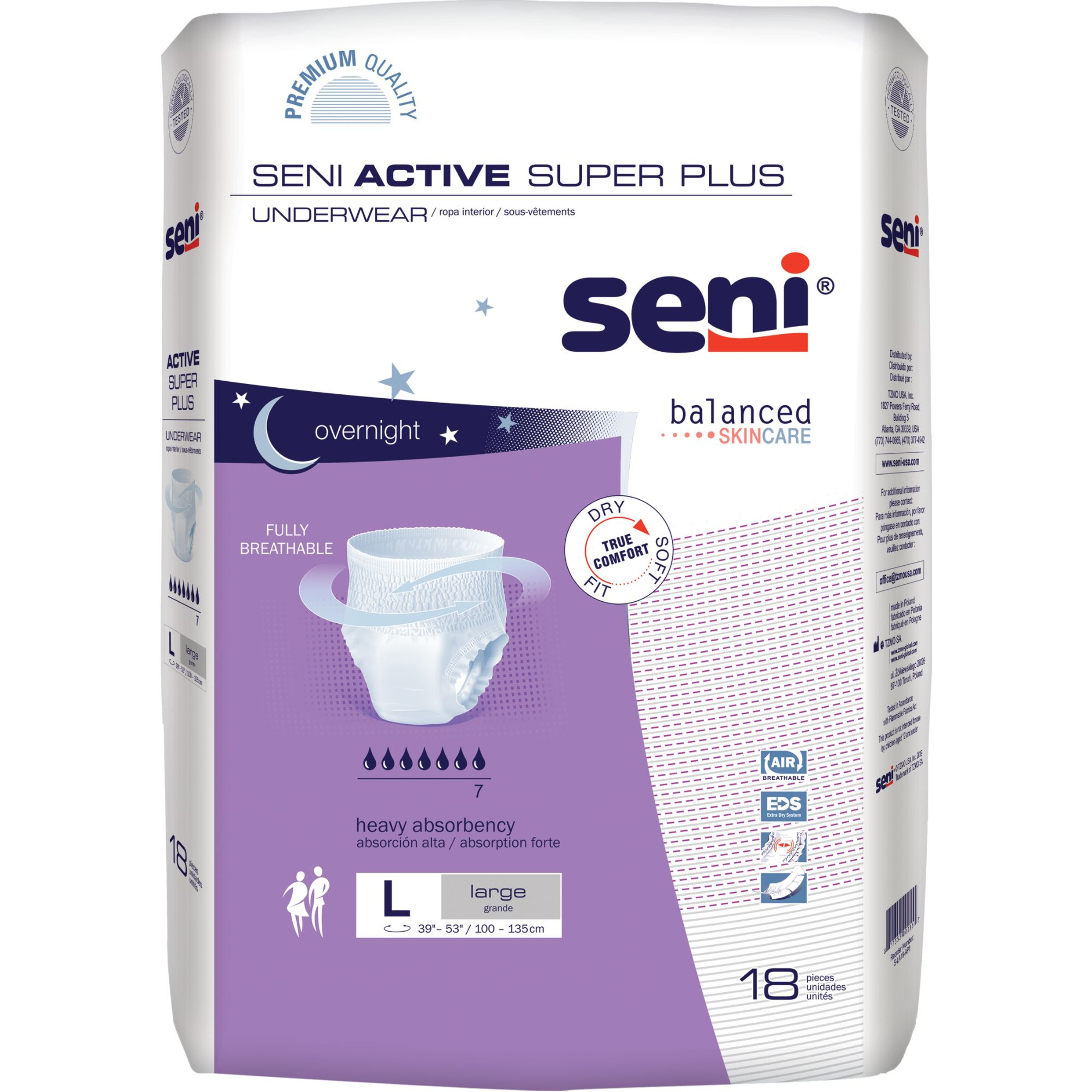 Seni Active Super Plus Adult Incontinence Pull-Up Underwear, Overnight Absorbency
