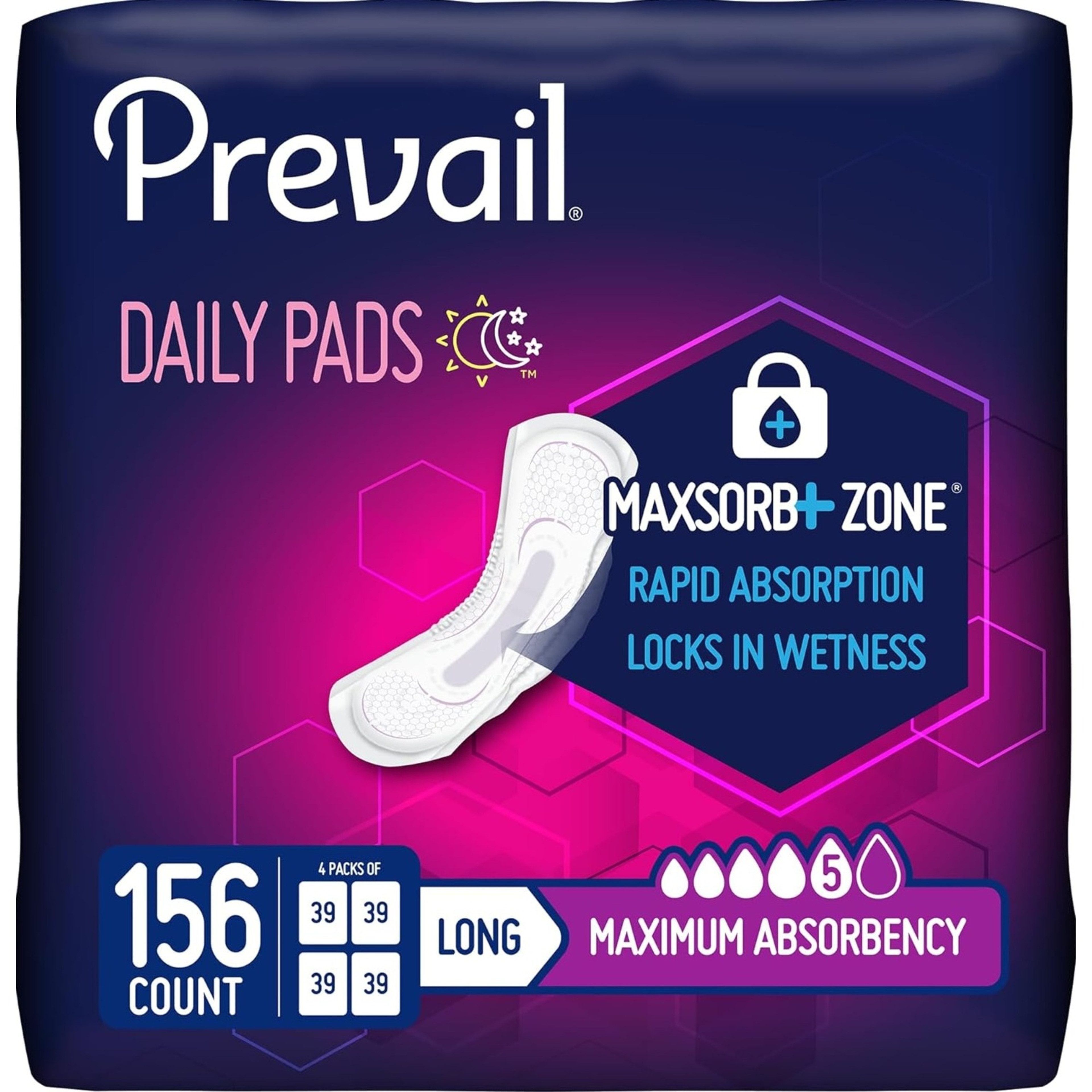 Prevail Incontinence Bladder Control Pads for Women, Maximum Absorbency