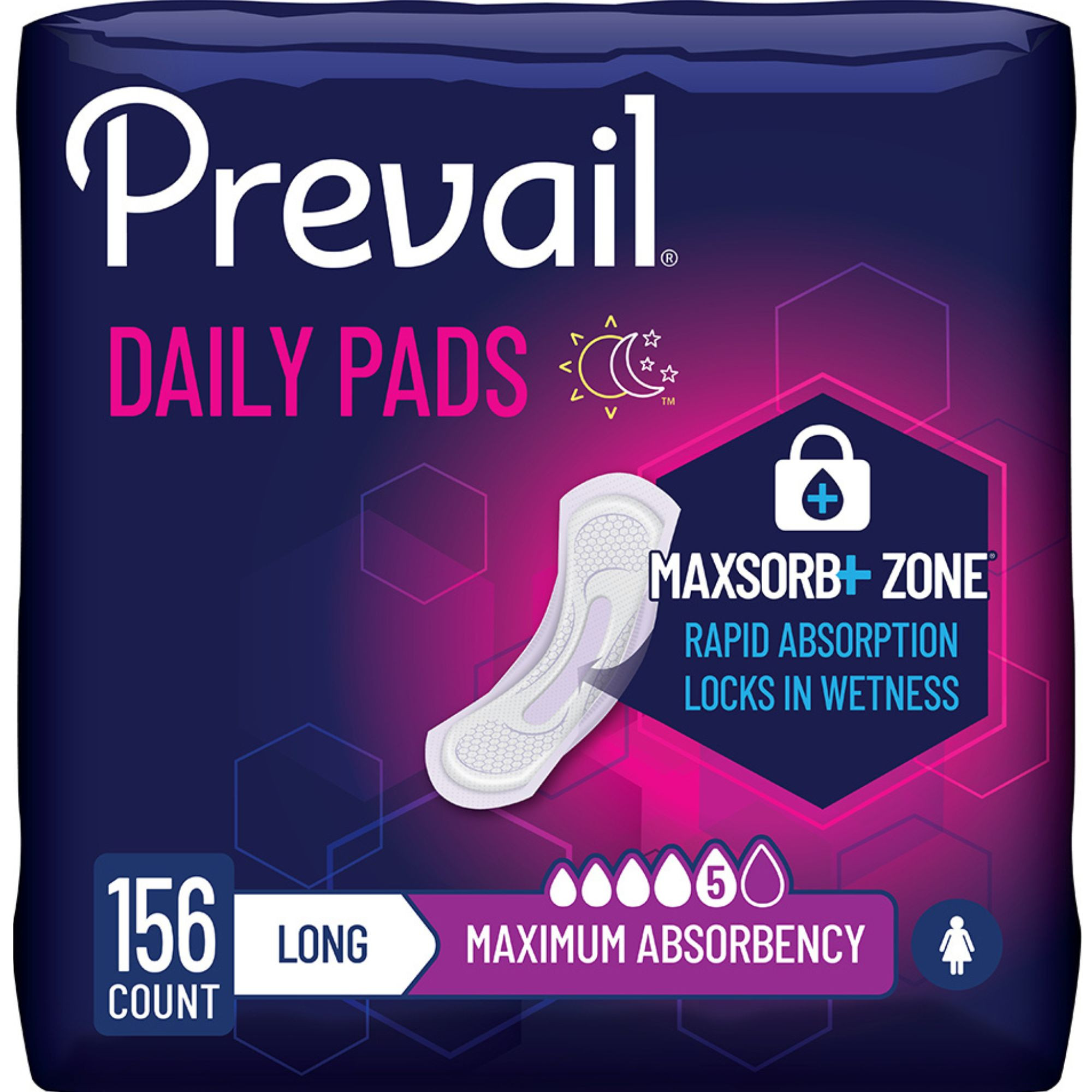Prevail Incontinence Bladder Control Pads for Women, Maximum Absorbency