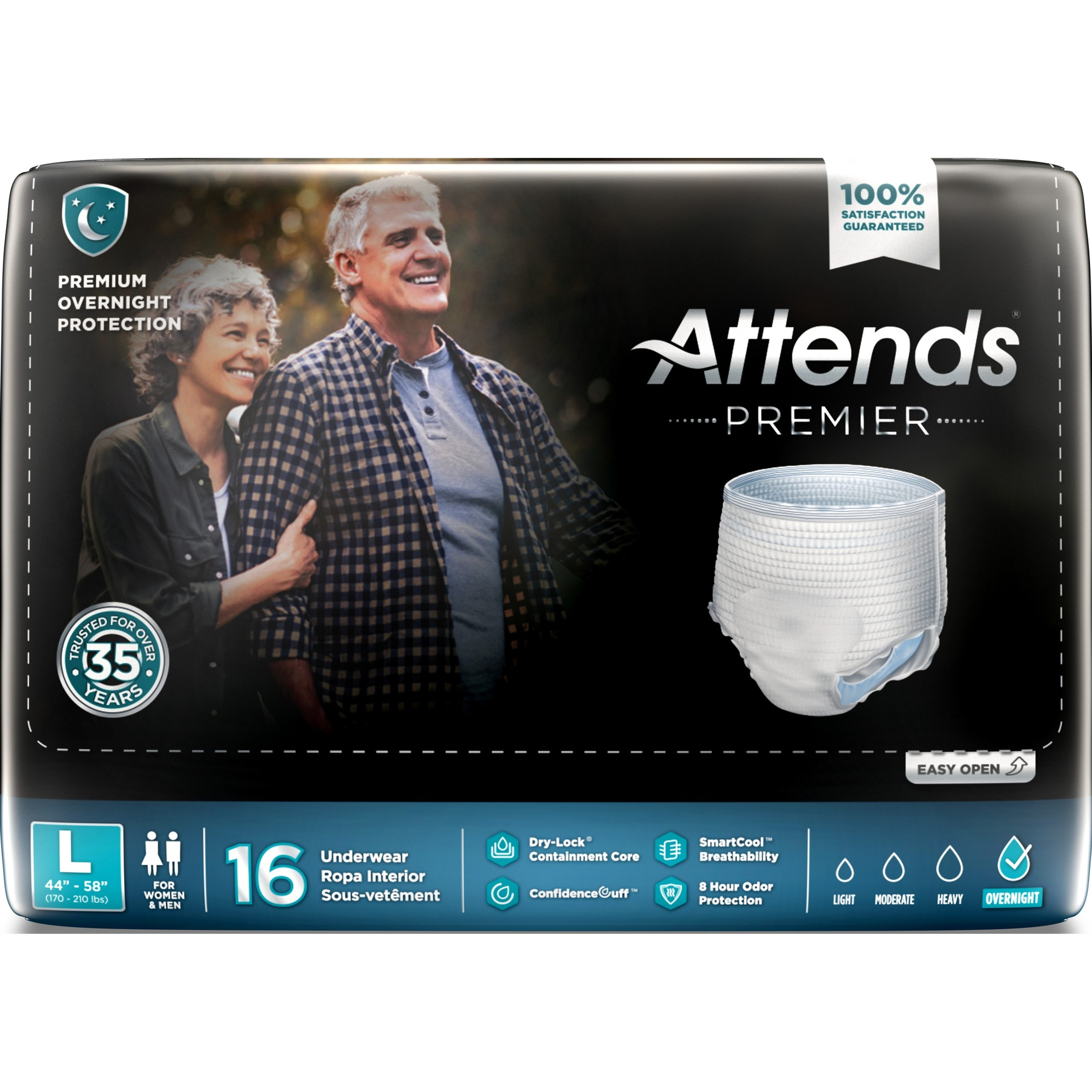Attends Premier Adult Incontinence Pull-On Underwear, Overnight Absorbency