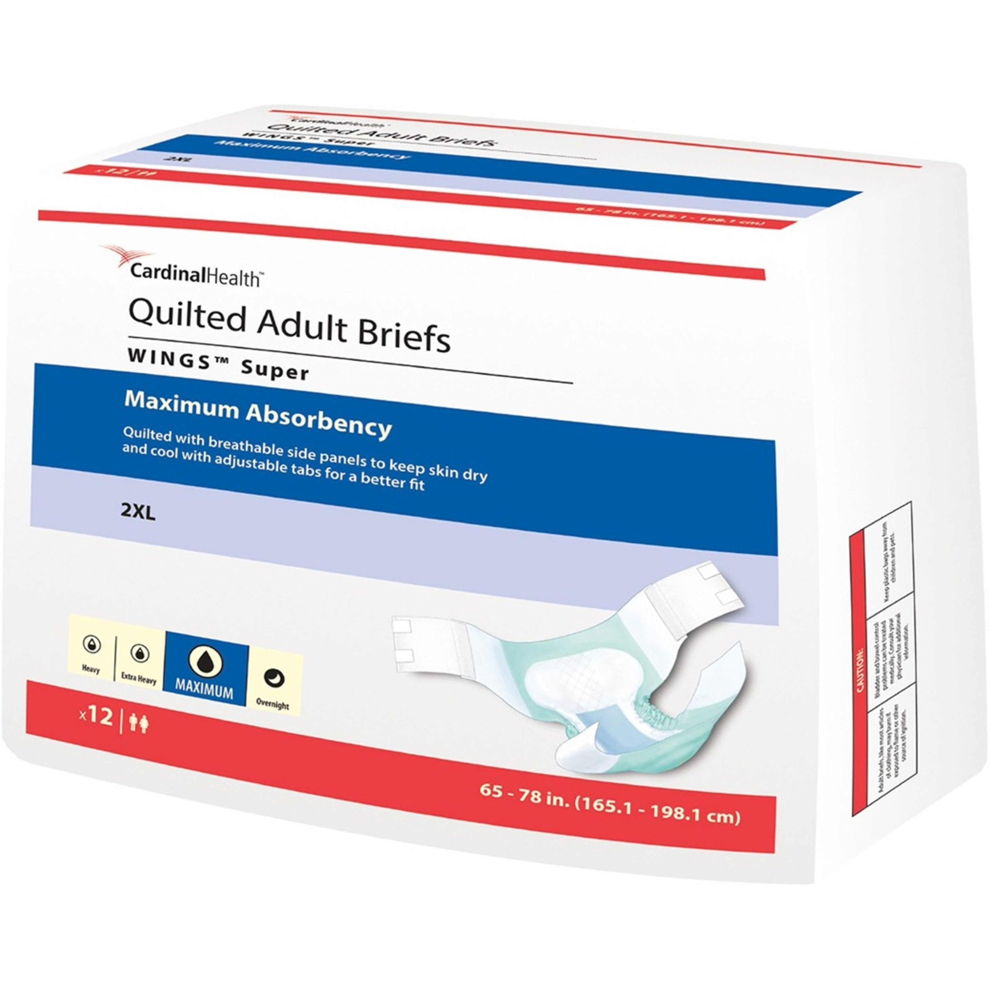 Cardinal Wings Quilted Adult Diapers with Tabs, Super