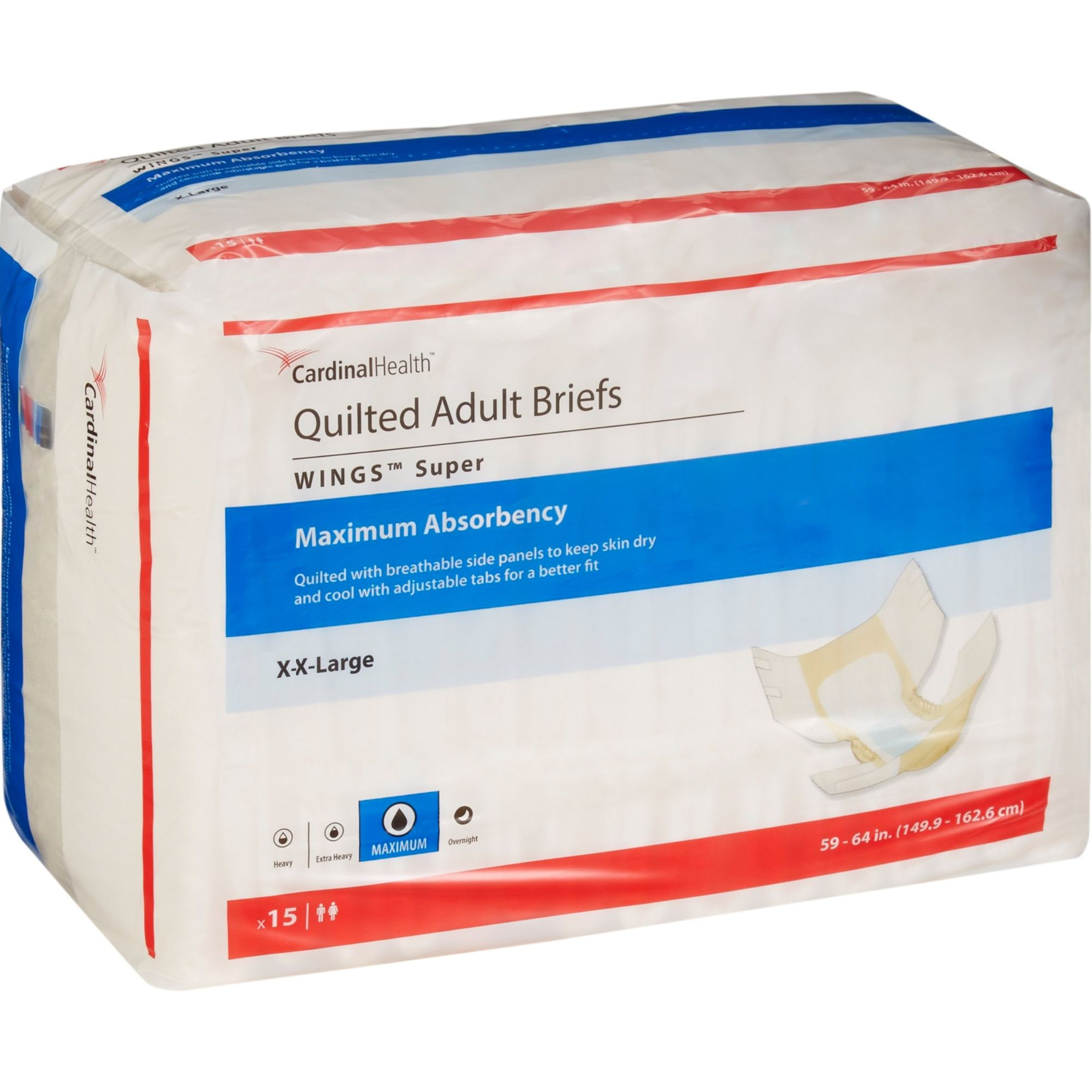 Wings Super Quilted Adult Briefs with BreatheEasy Technology, Maximum Absorbency