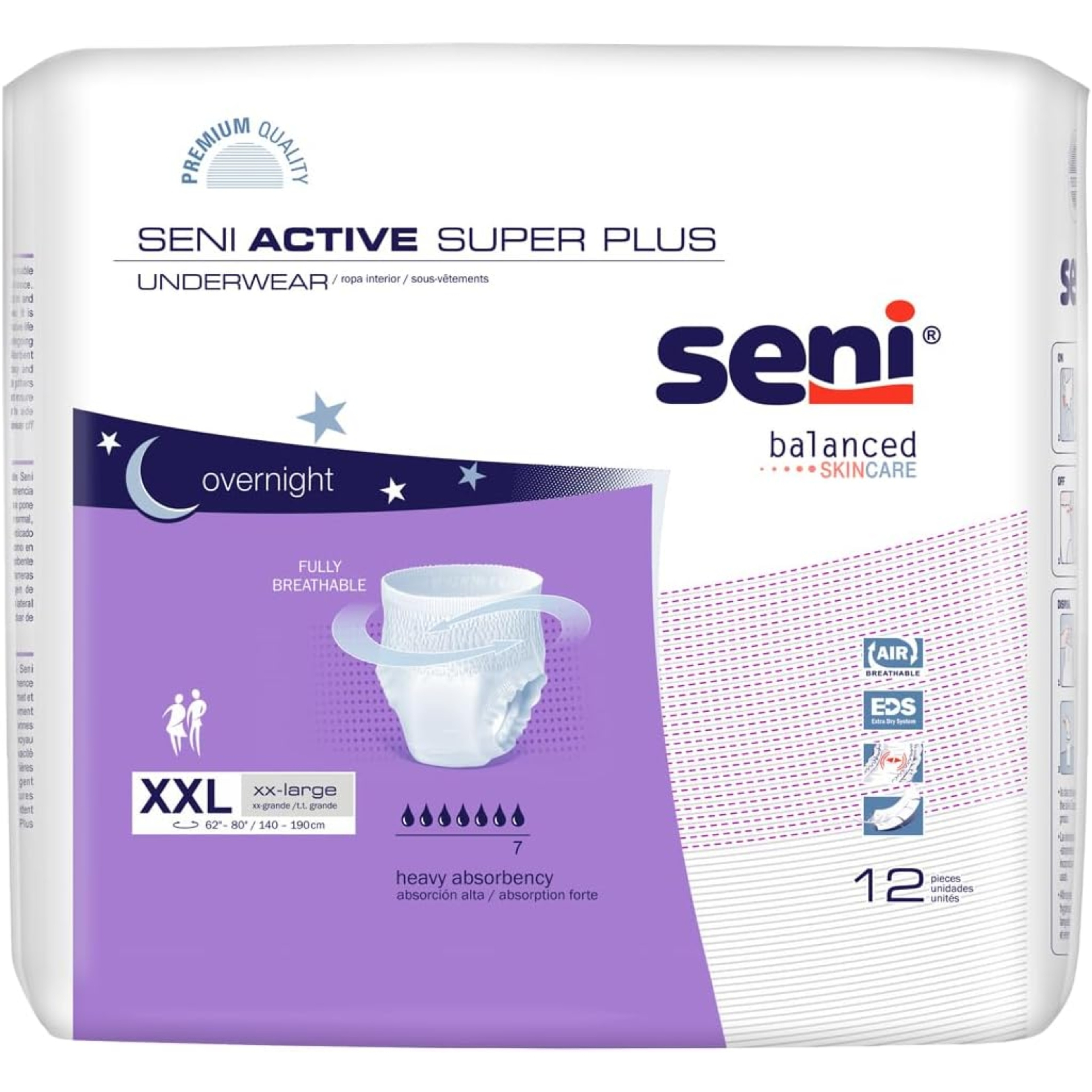 Seni Active Super Plus Adult Incontinence Pull-Up Underwear, Overnight Absorbency